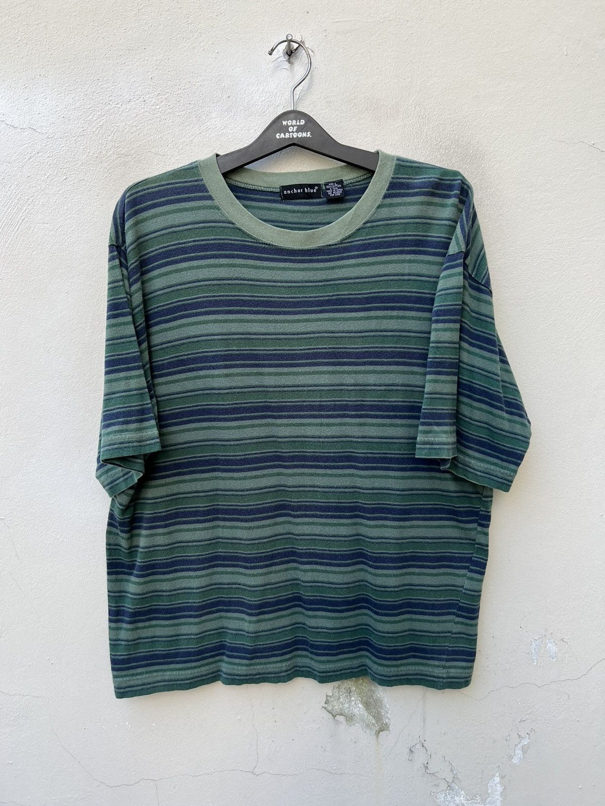 Anchor Blue Vintage 90s Anchor Blue Faded Striped t shirt Skate Surfing Size US L / EU 52-54 / 3 - 3 Thumbnail