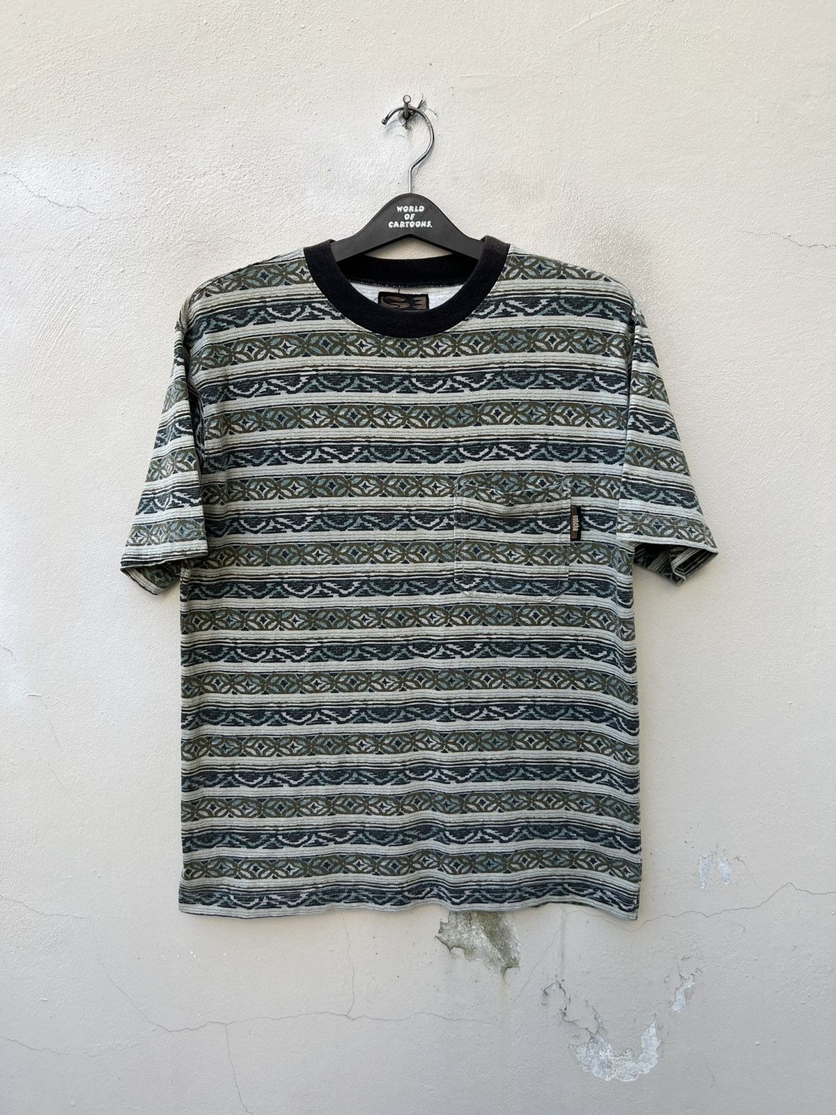Gotcha × Vintage Vintage 90s Gotcha Striped Pocket t shirt Surf Skate Grunge Size US M / EU 48-50 / 2 - 3 Thumbnail