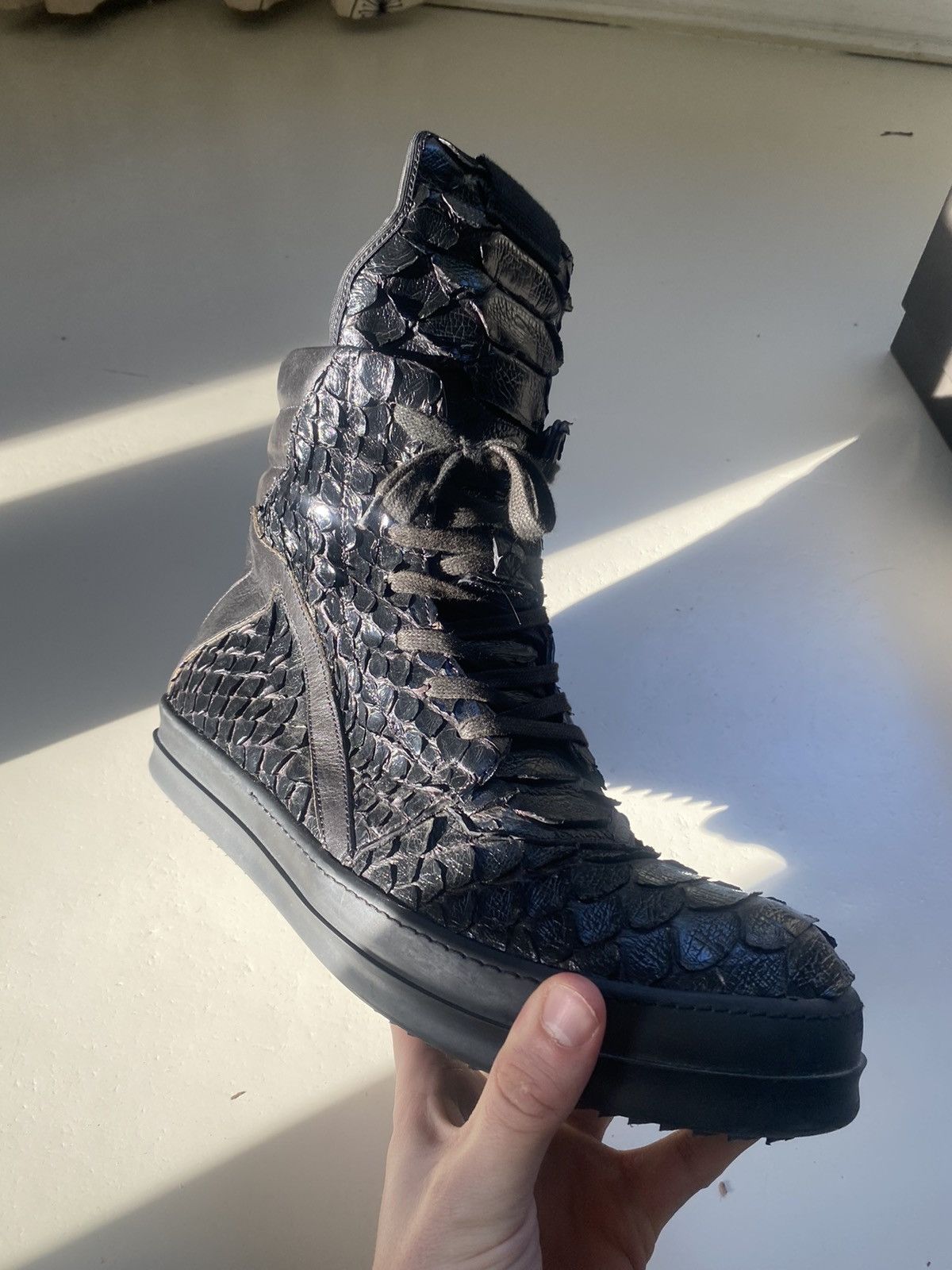 Rick Owens Rick Owens SS15 “FAUN” Black Python Geobasket | Grailed