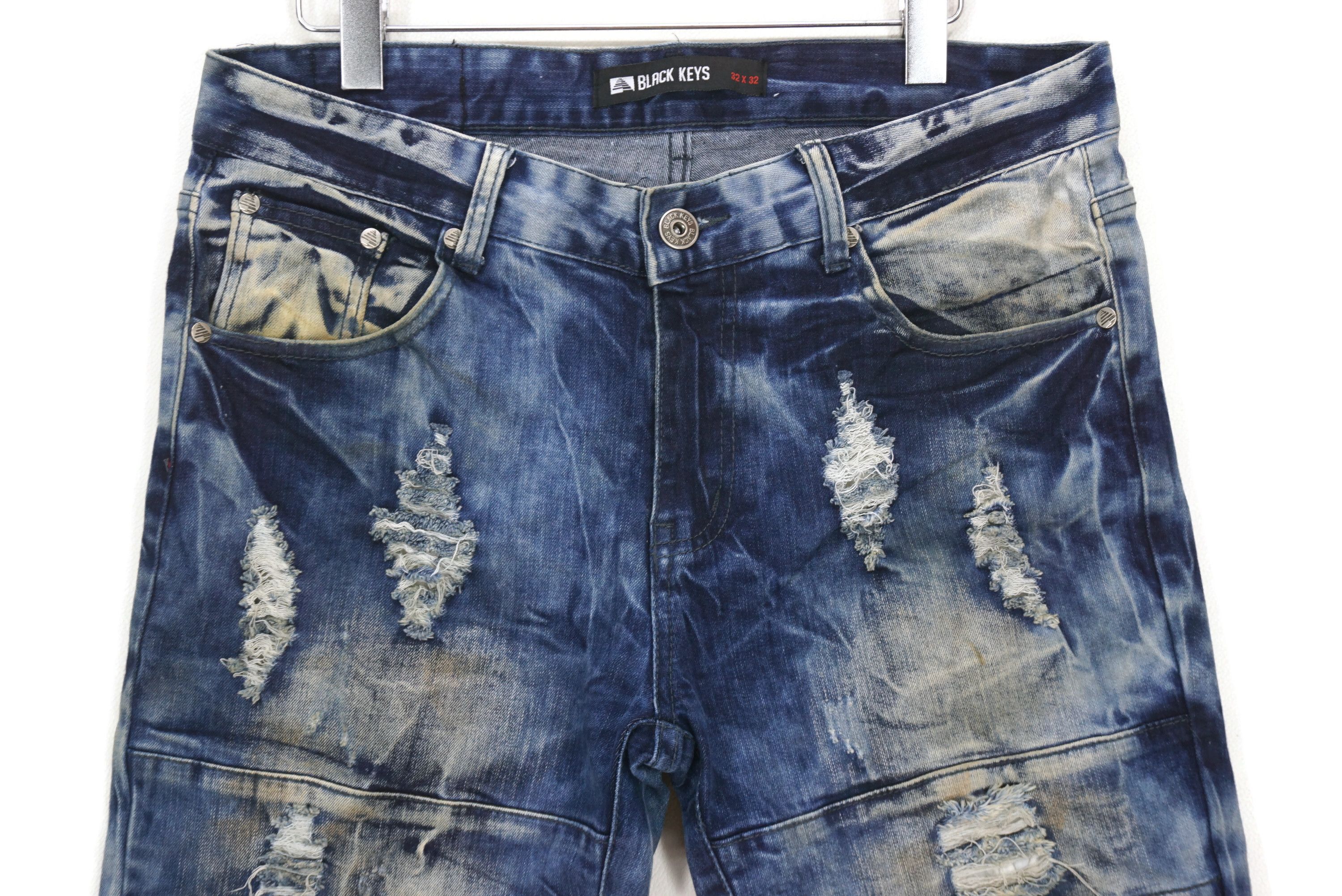 Japanese Brand Black Keys Denim Distressed Denim Irregular faded Jeans Size US 34 / EU 50 - 3 Thumbnail