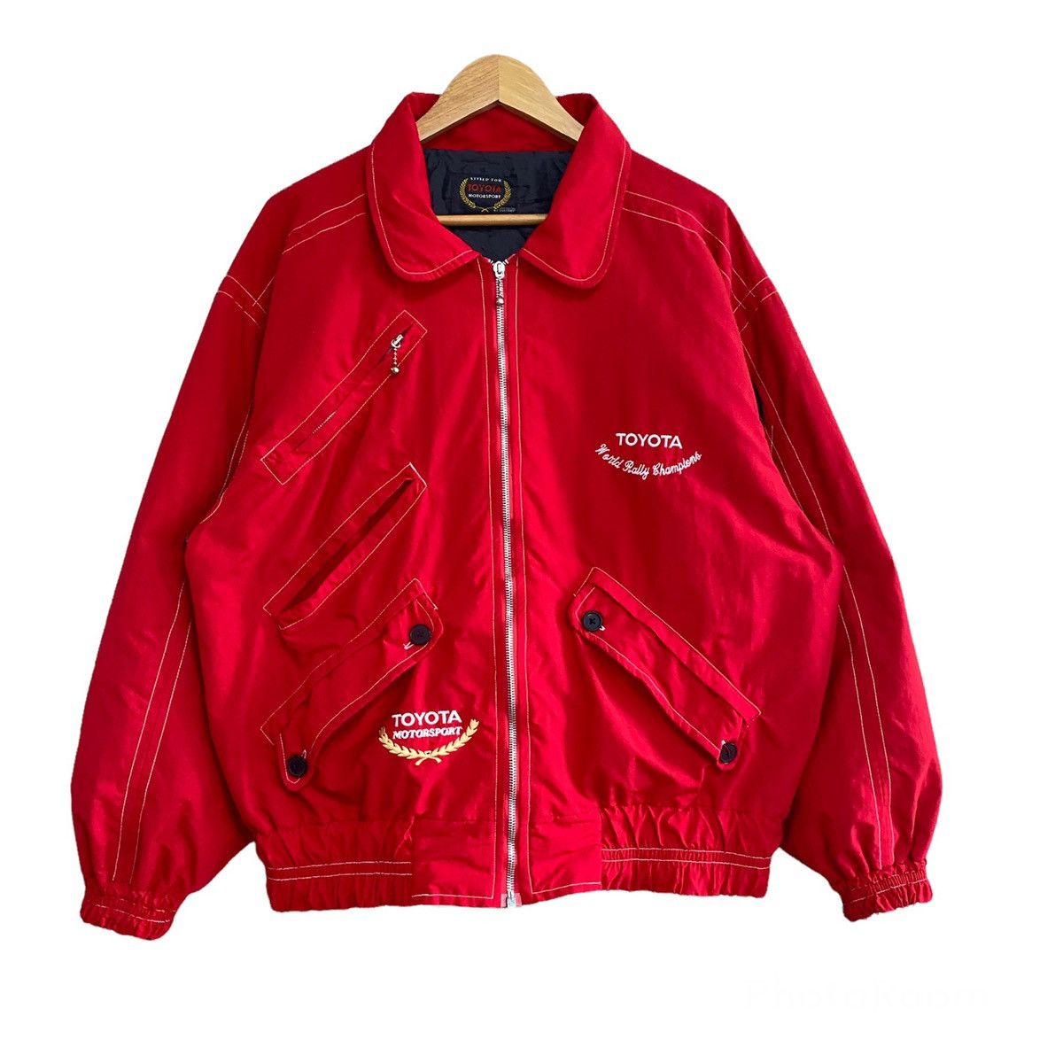 image of Racing x Sports Specialties VTG Toyota Motorsport Bomber Jacket World Rally Champions in Red (Size 