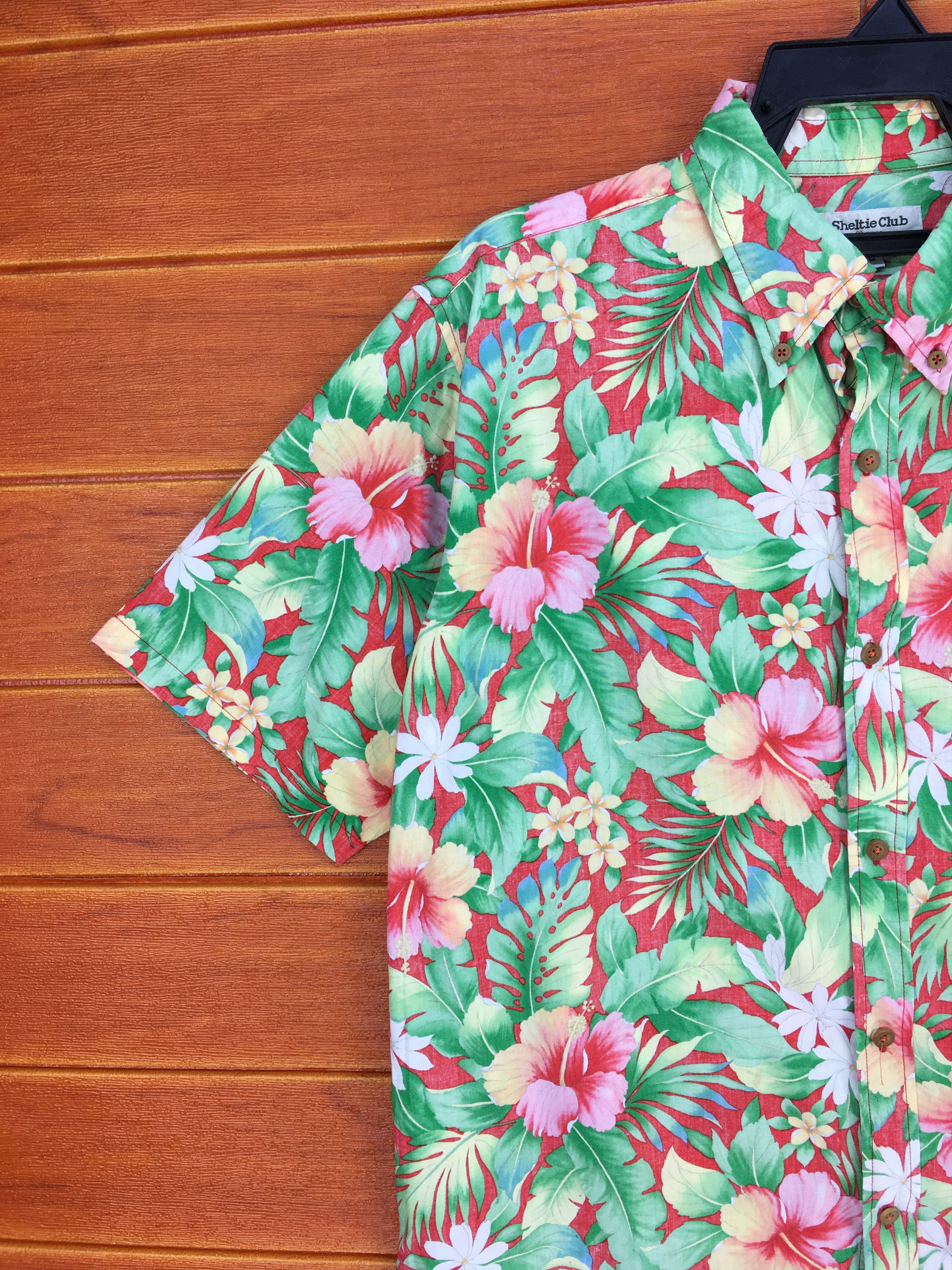 Japanese Brand Japanese Hawaiian SHELTIE CLUB Floral Reverse Print Shirt Size US M / EU 48-50 / 2 - 2 Thumbnail