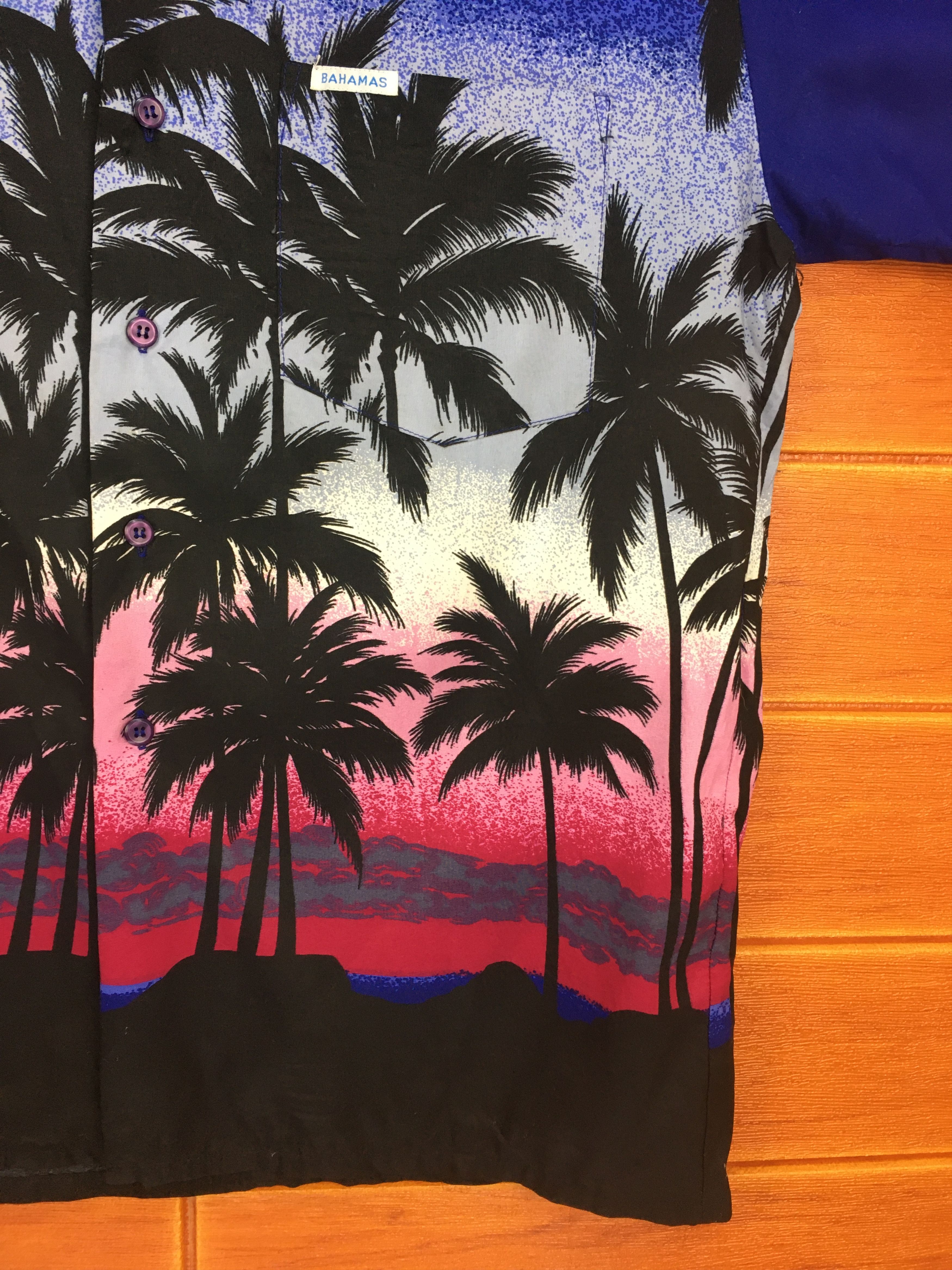Vintage Vintage BAHAMAS Sun Set Coconut Trees Hawaiian Shirt Size US M / EU 48-50 / 2 - 4 Thumbnail