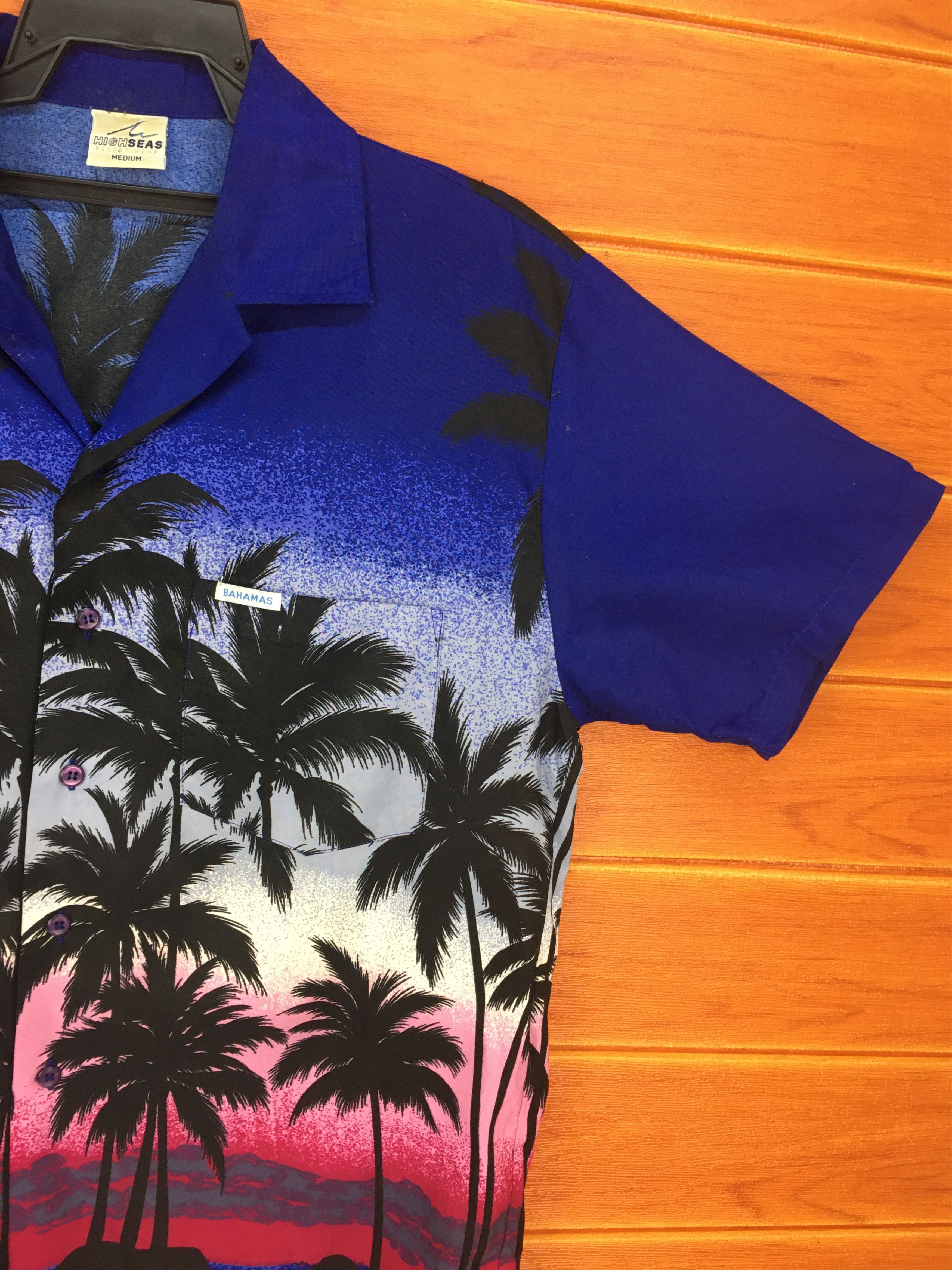 Vintage Vintage BAHAMAS Sun Set Coconut Trees Hawaiian Shirt Size US M / EU 48-50 / 2 - 5 Thumbnail