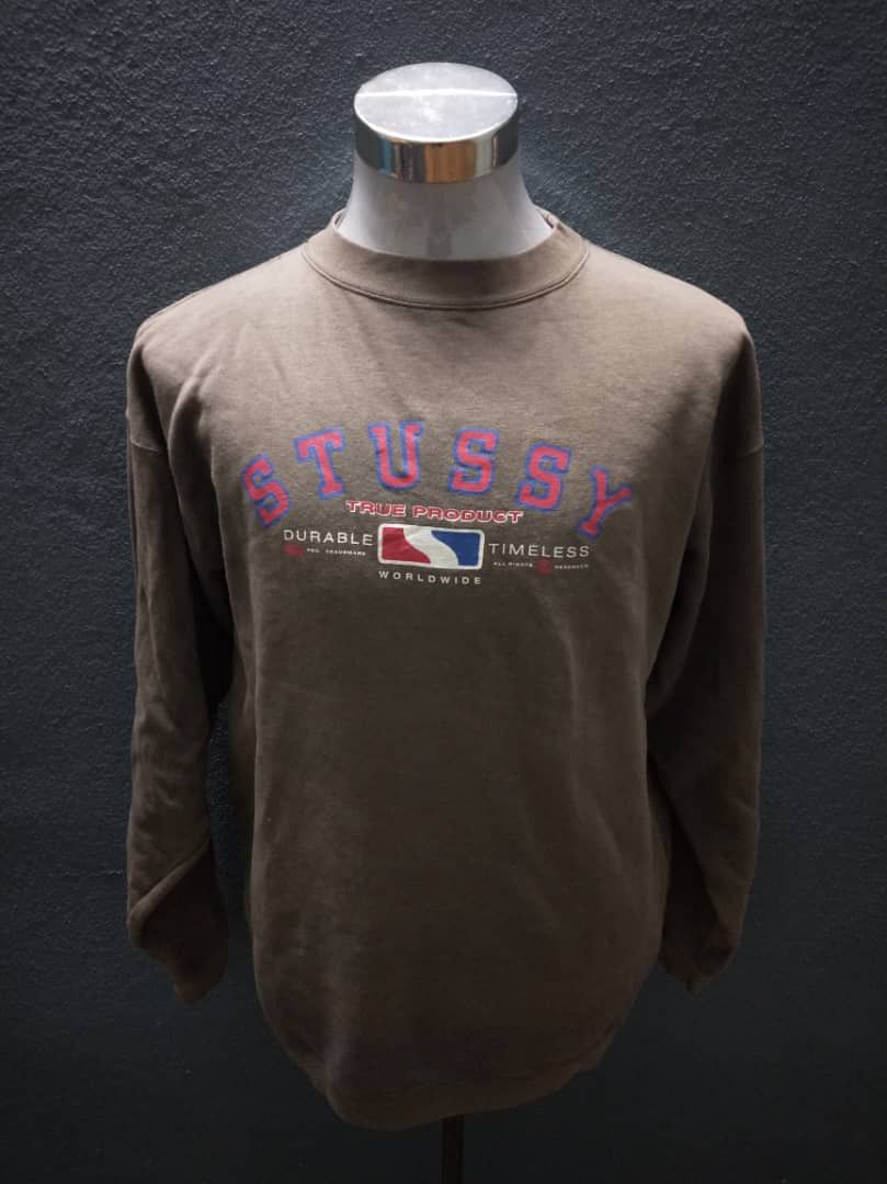 Vintage 90s Stussy Distressed Crewneck Stussy Sweatshirt XL