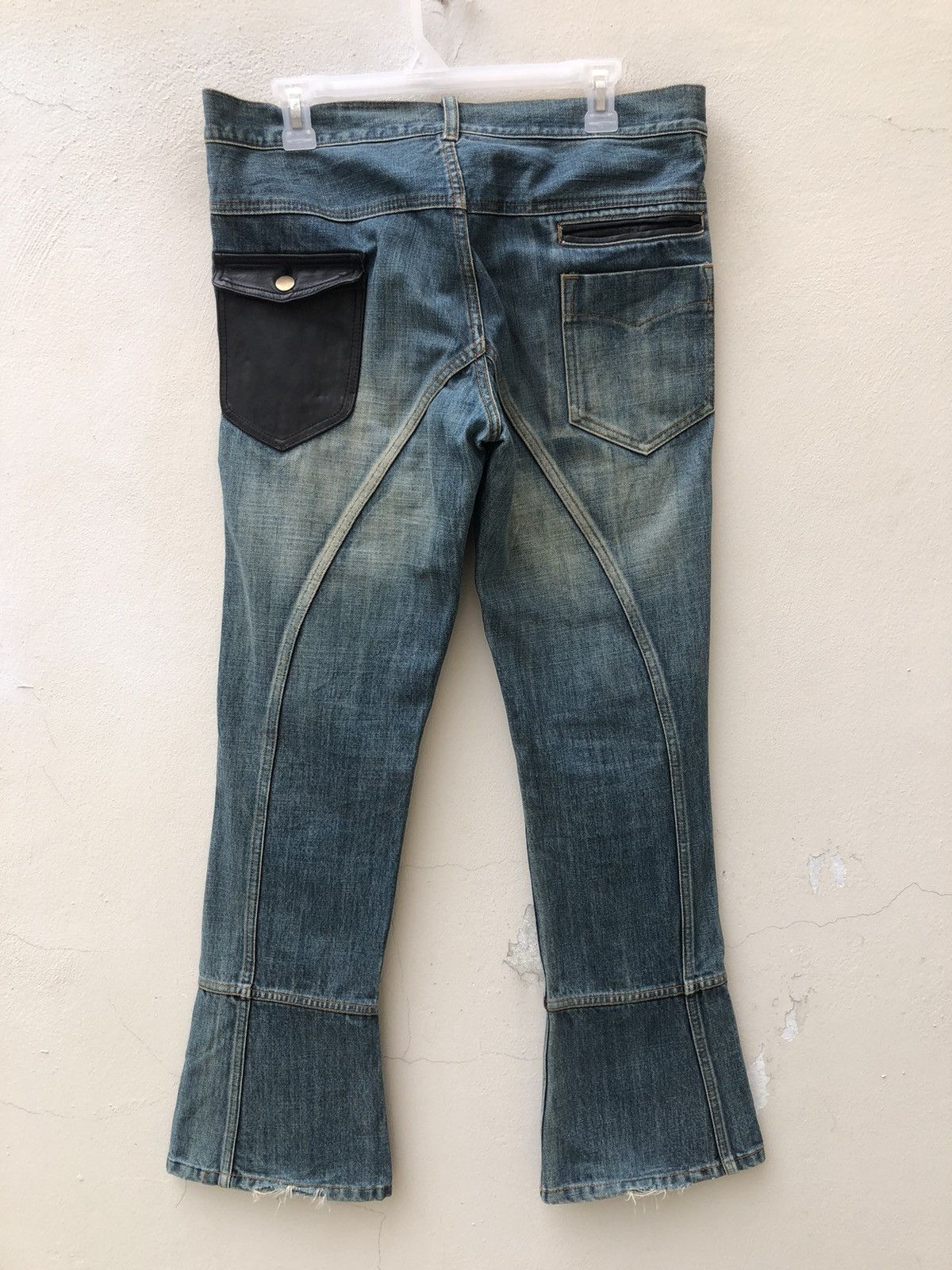 Alfredo Bannister Vintage Alfredo Banister Hybrid Leather Denim Flare Jeans Size US 32 / EU 48 - 12 Thumbnail