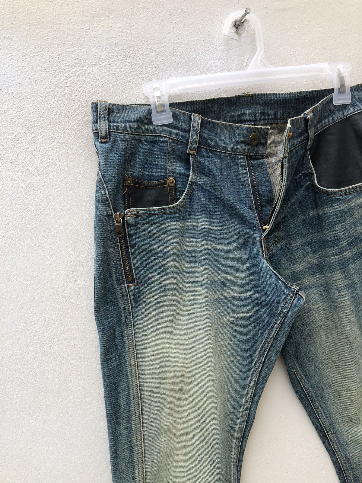 Alfredo Bannister Vintage Alfredo Banister Hybrid Leather Denim Flare Jeans Size US 32 / EU 48 - 5 Thumbnail