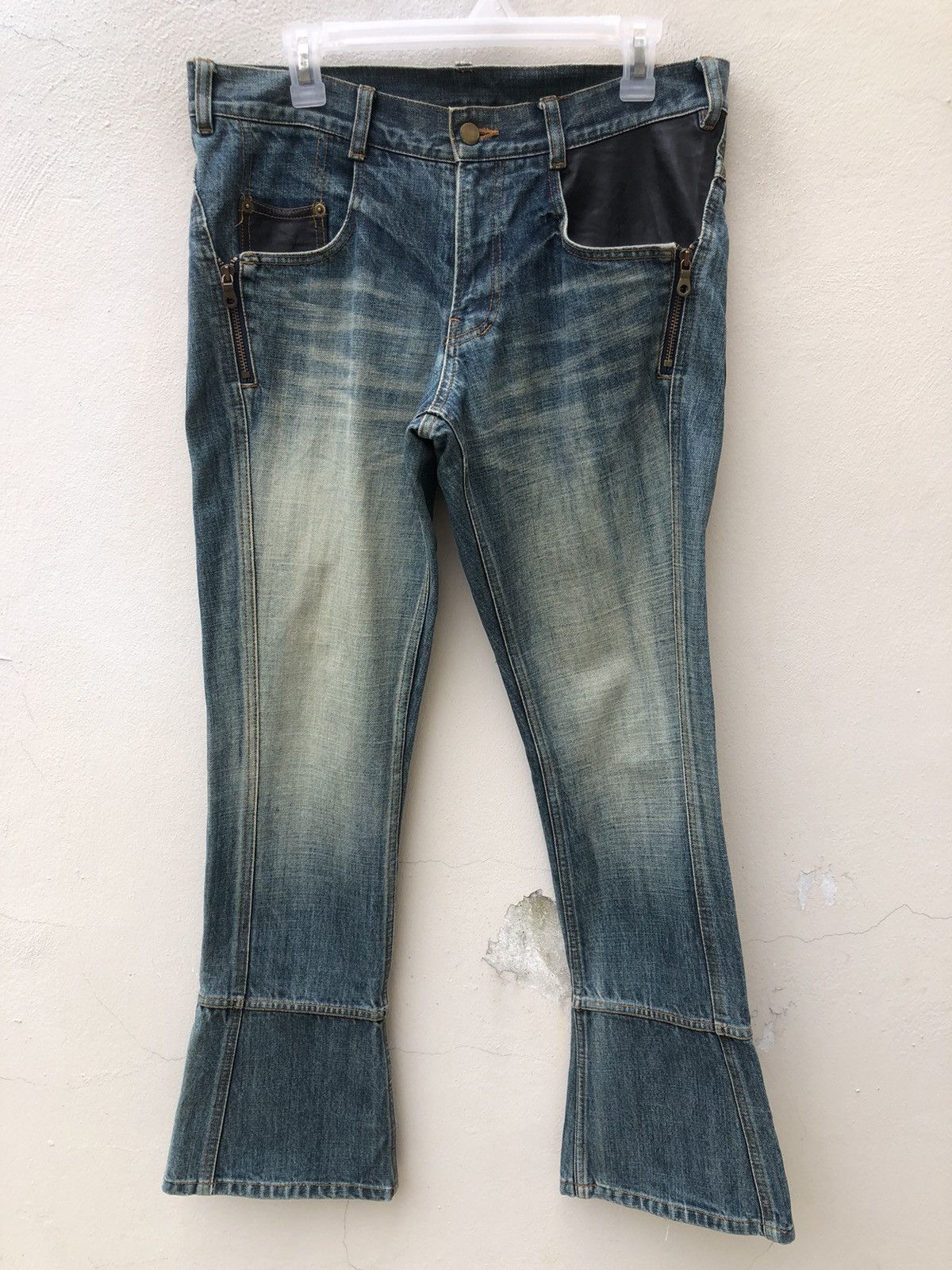 Alfredo Bannister Vintage Alfredo Banister Hybrid Leather Denim Flare Jeans Size US 32 / EU 48 - 3 Thumbnail