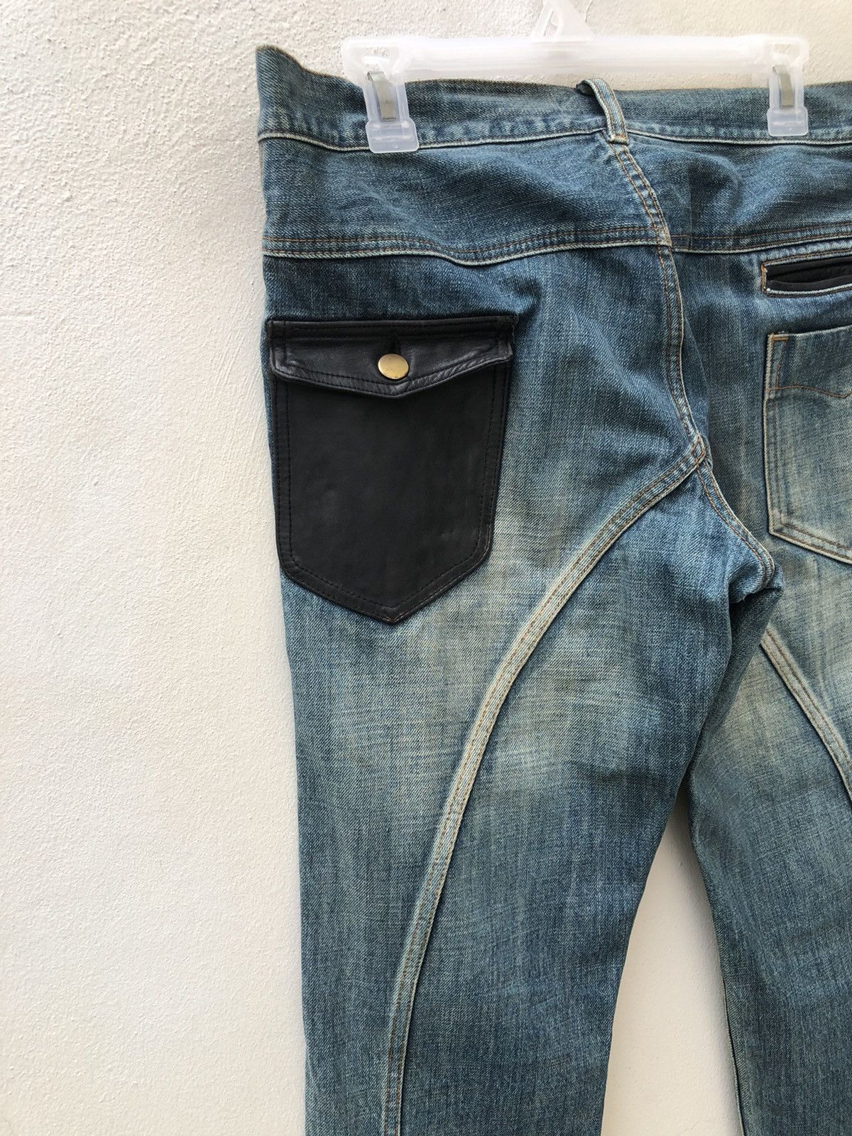 Alfredo Bannister Vintage Alfredo Banister Hybrid Leather Denim Flare Jeans Size US 32 / EU 48 - 13 Thumbnail