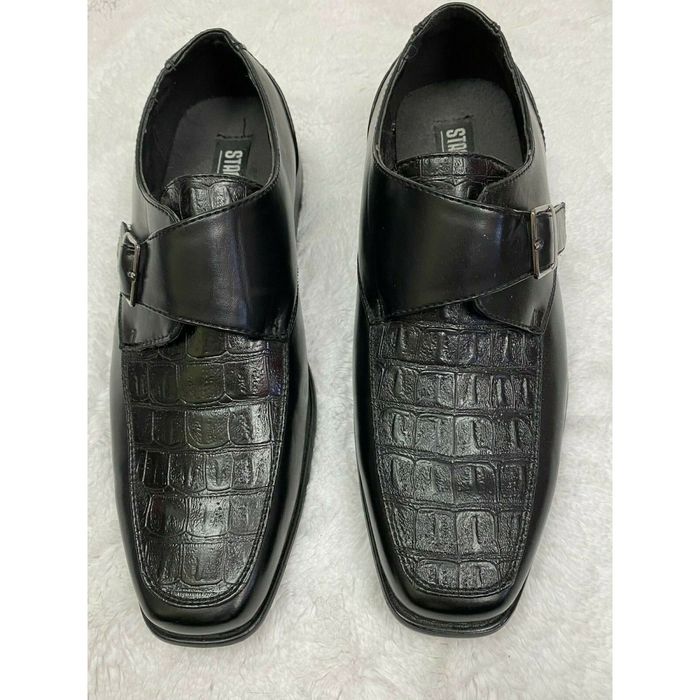 stacy adams black and gold loafers