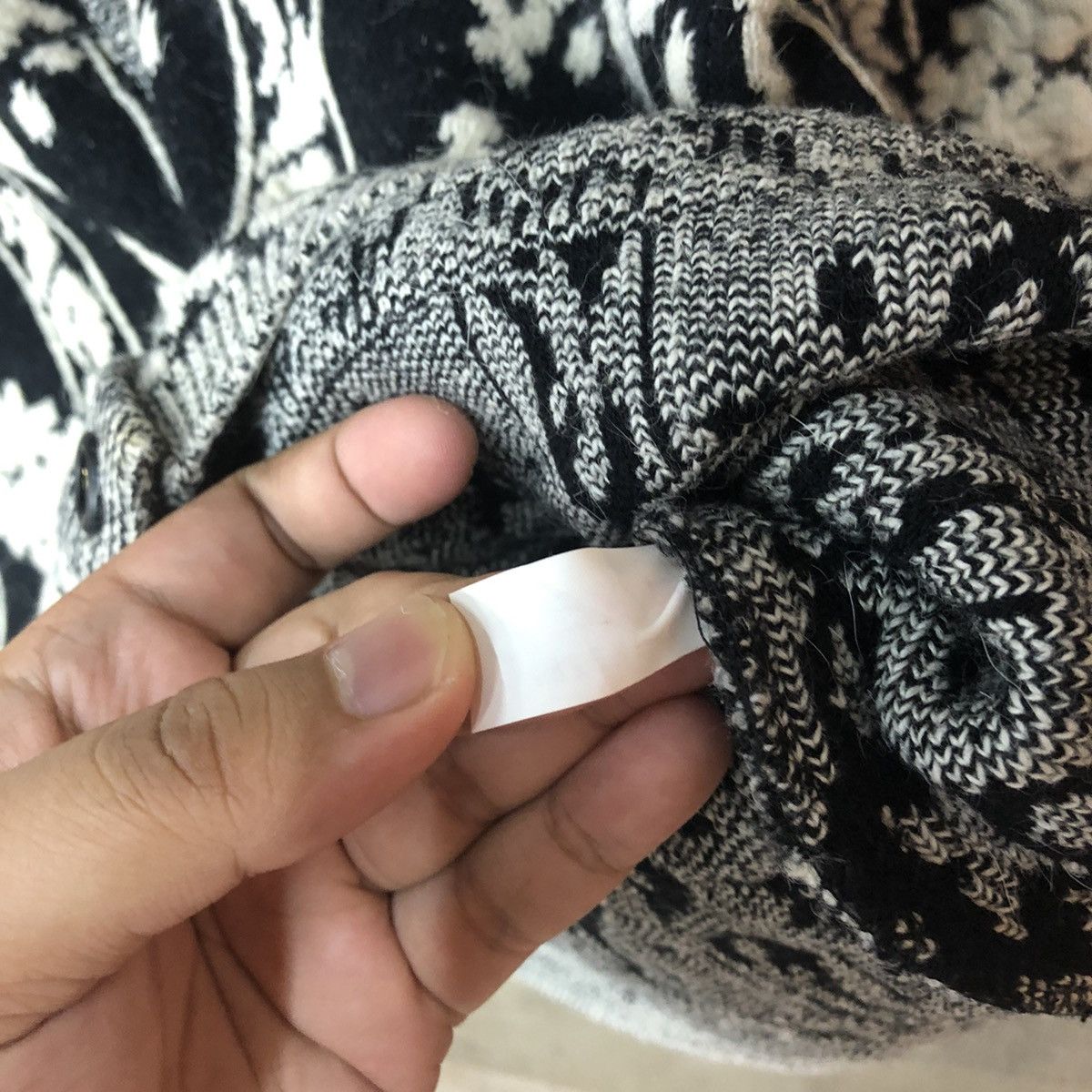 Homespun Knitwear × Vintage Bonwaltz Black Patterned Cardigans knitwear japan #6870 Size US M / EU 48-50 / 2 - 9 Thumbnail