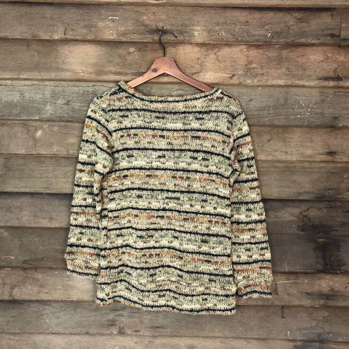 Aran Isles Knitwear Parcae Brown stripe sweatshirt japan Knitwear #6866 Size US M / EU 48-50 / 2 - 9 Thumbnail