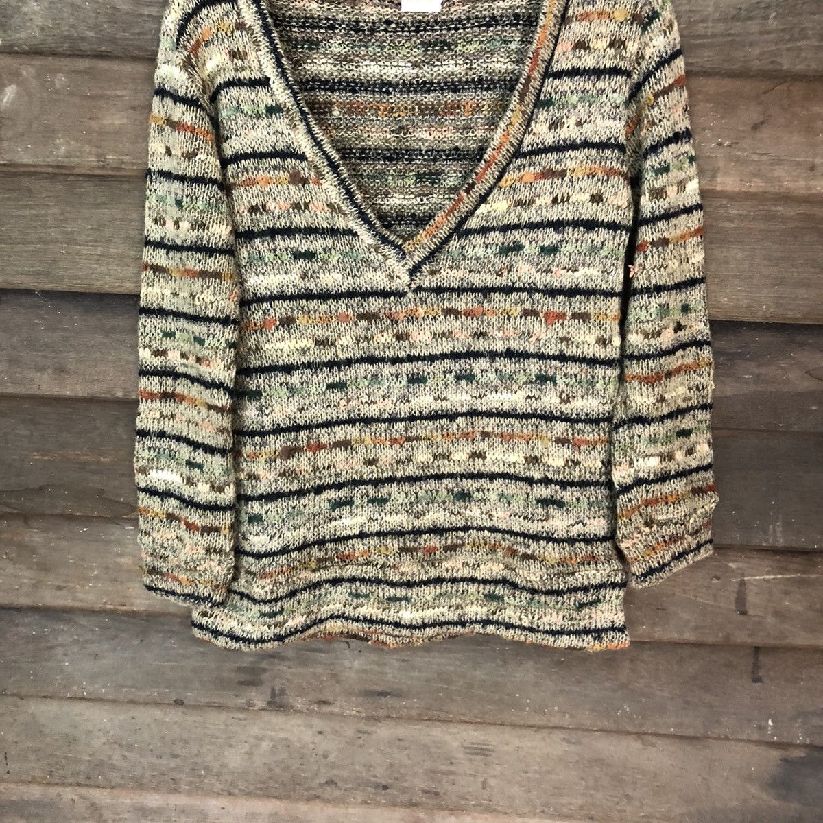 Aran Isles Knitwear Parcae Brown stripe sweatshirt japan Knitwear #6866 Size US M / EU 48-50 / 2 - 3 Thumbnail