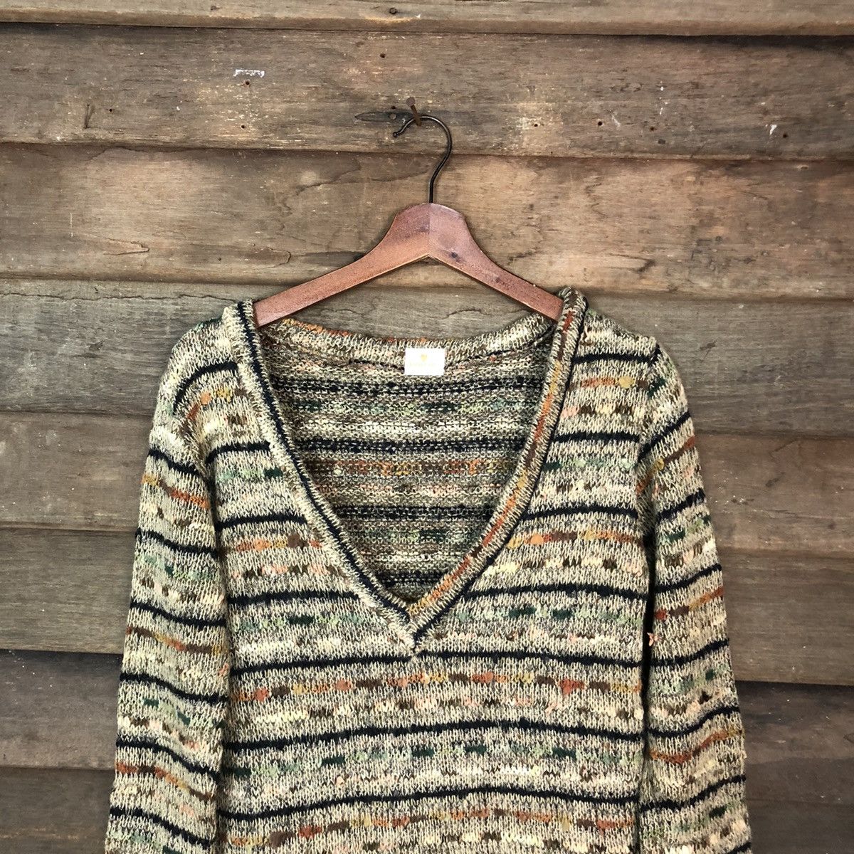 Aran Isles Knitwear Parcae Brown stripe sweatshirt japan Knitwear #6866 Size US M / EU 48-50 / 2 - 2 Thumbnail