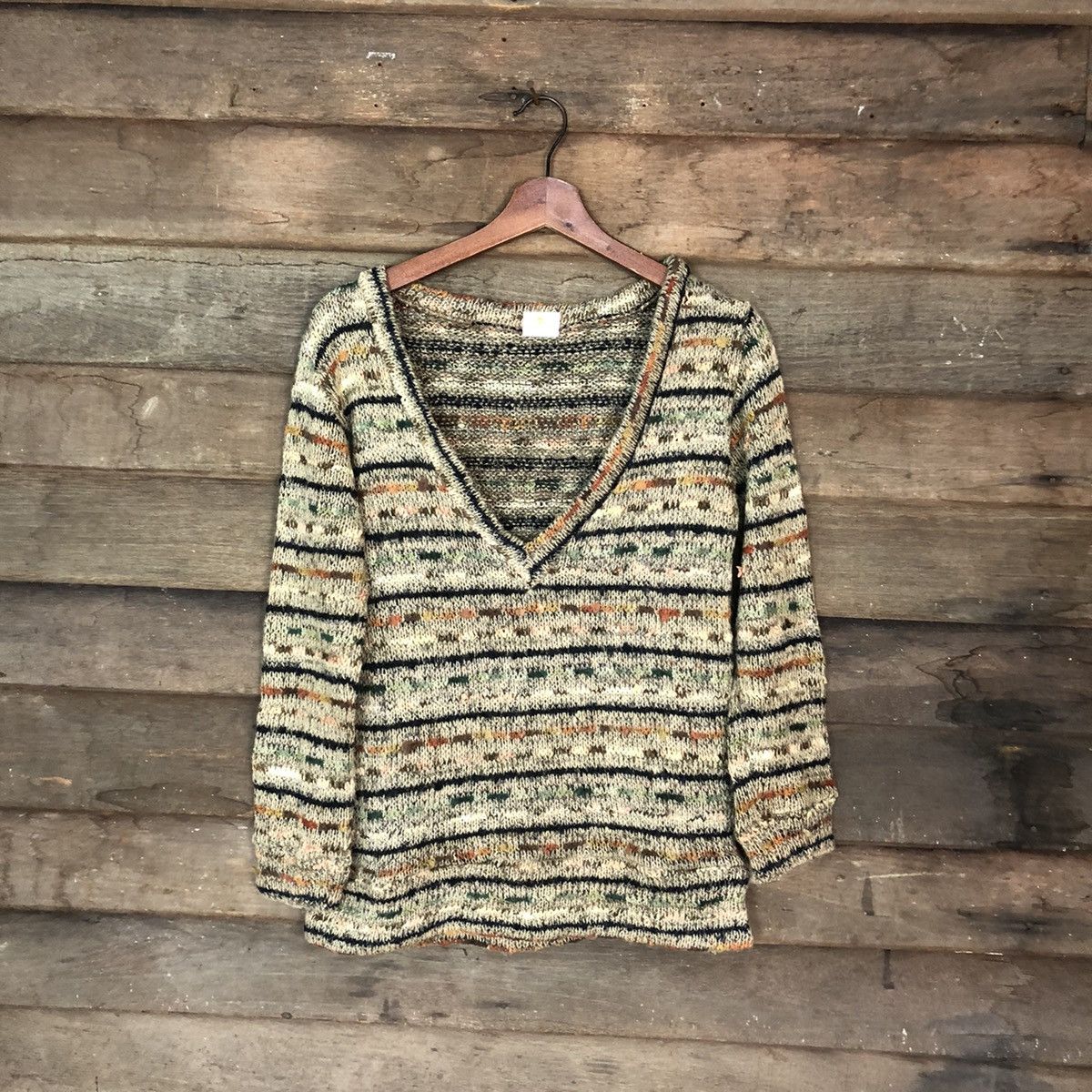 Aran Isles Knitwear Parcae Brown stripe sweatshirt japan Knitwear #6866 Size US M / EU 48-50 / 2 - 1 Thumbnail