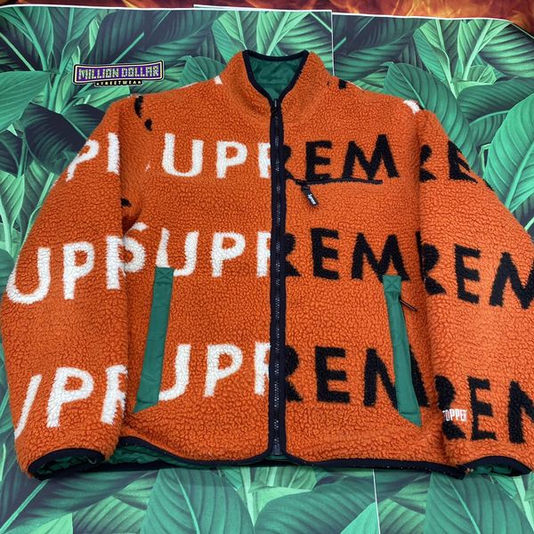 Supreme Reversible logo fleece jacket Grailed