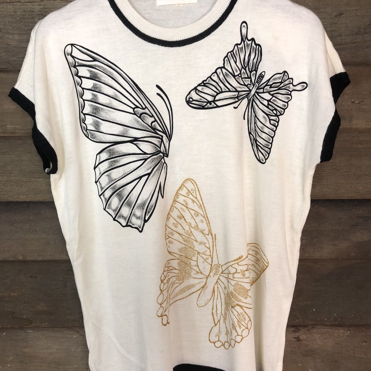 Japanese Brand × Vintage Alba Lola butterfly art knitwear White sleeveless #6864 Size L / US 10 / IT 46 - 6 Thumbnail