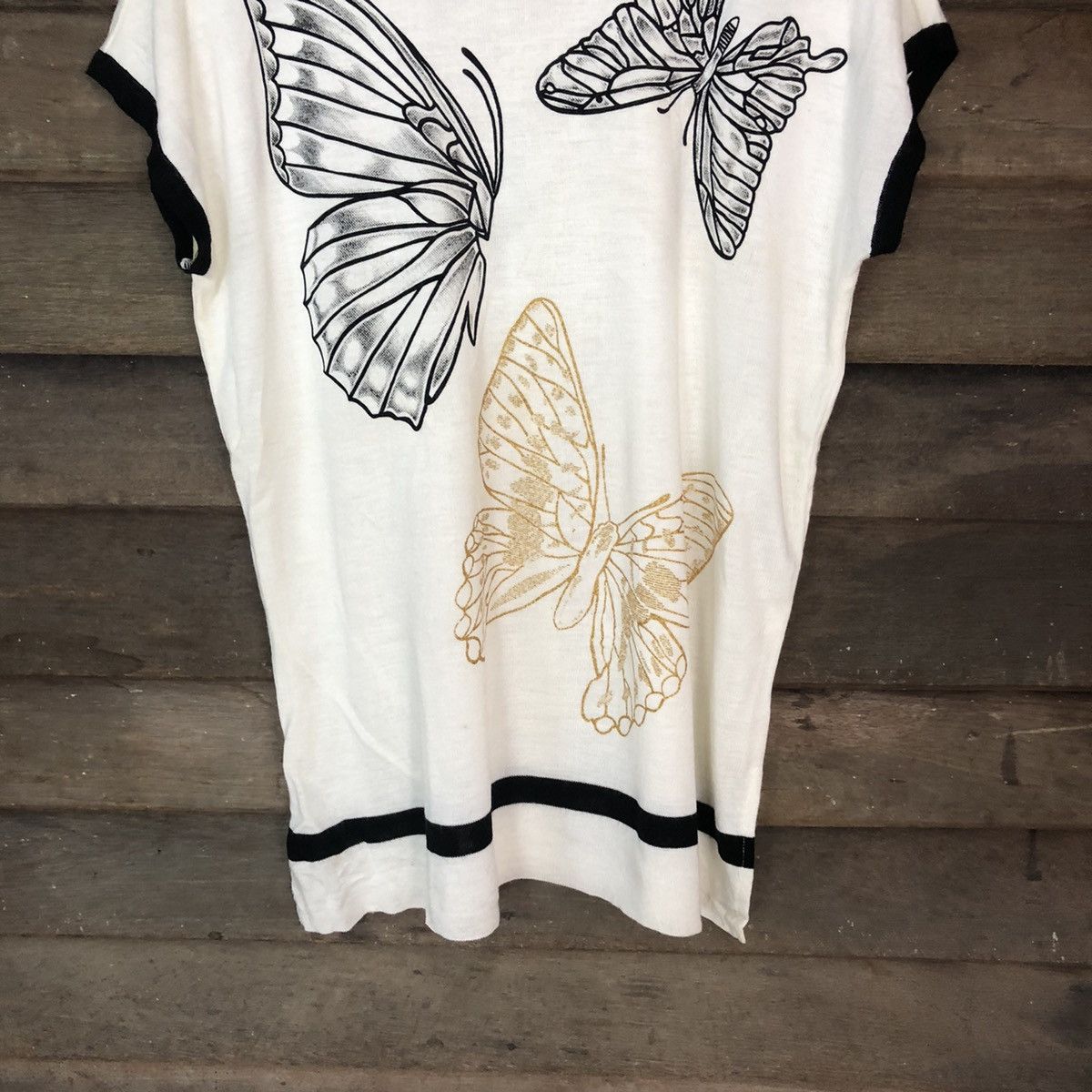 Japanese Brand × Vintage Alba Lola butterfly art knitwear White sleeveless #6864 Size L / US 10 / IT 46 - 3 Thumbnail
