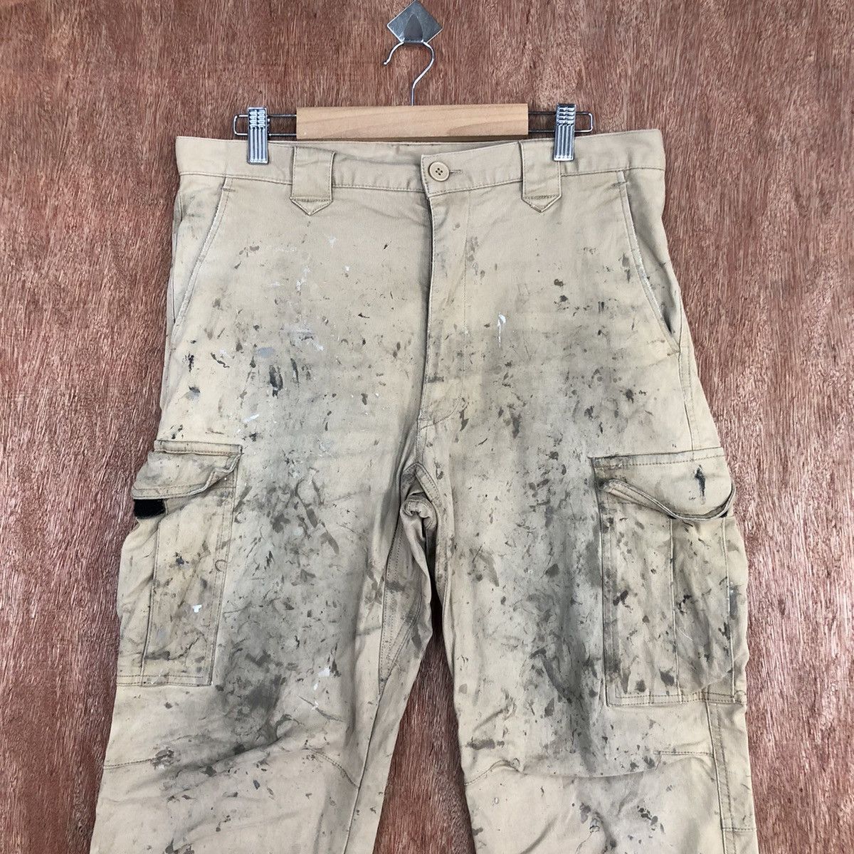 Japanese Brand Japan Brown Multipocket thrashed Tactical Cargo Pants #H334 Size US 34 / EU 50 - 2 Thumbnail