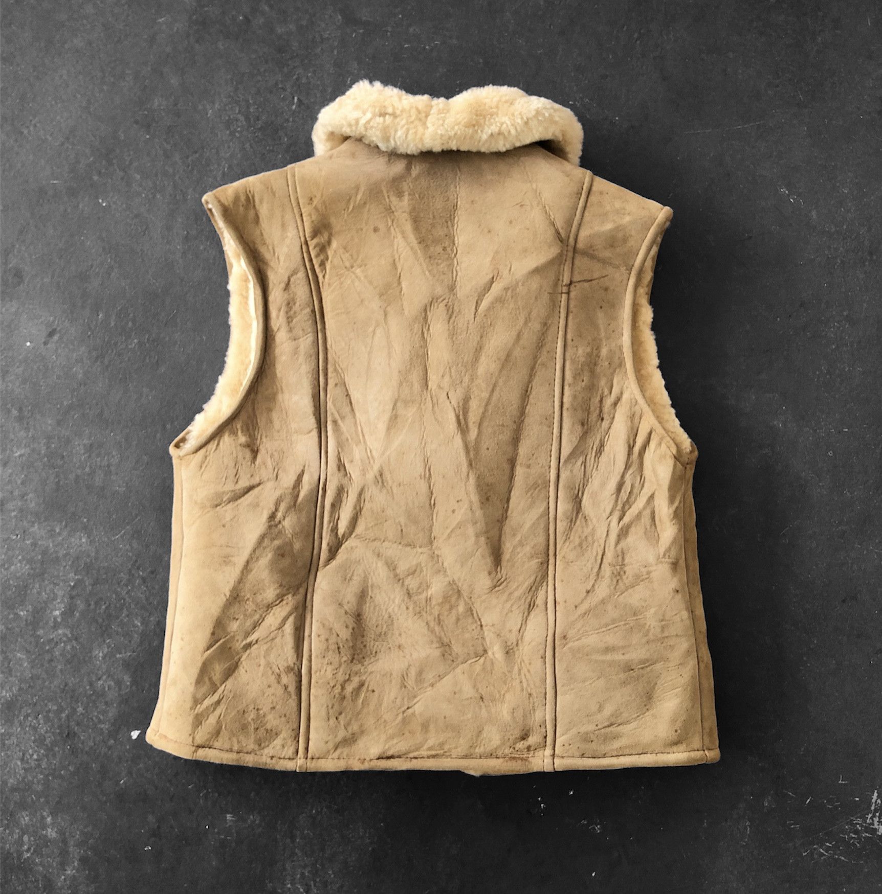 Genuine Leather VINTAGE SHEEP SKIN SHEARLING VEST Size US S / EU 44-46 / 1 - 2 Thumbnail