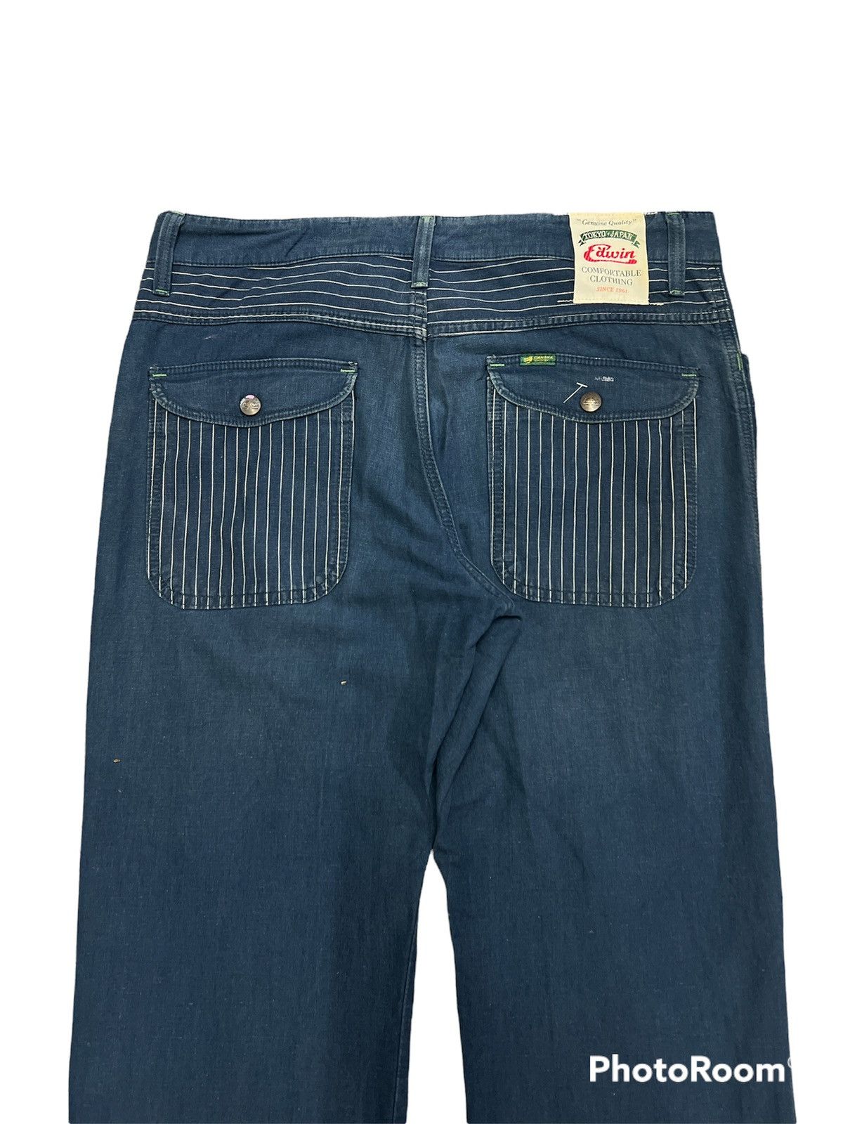 Indigo × Japanese Brand RARE🔥 BLUE INDIGO STRIPE TOKYO JAPAN EDWIN KAPITAL STYLE Size US 35 - 7 Thumbnail