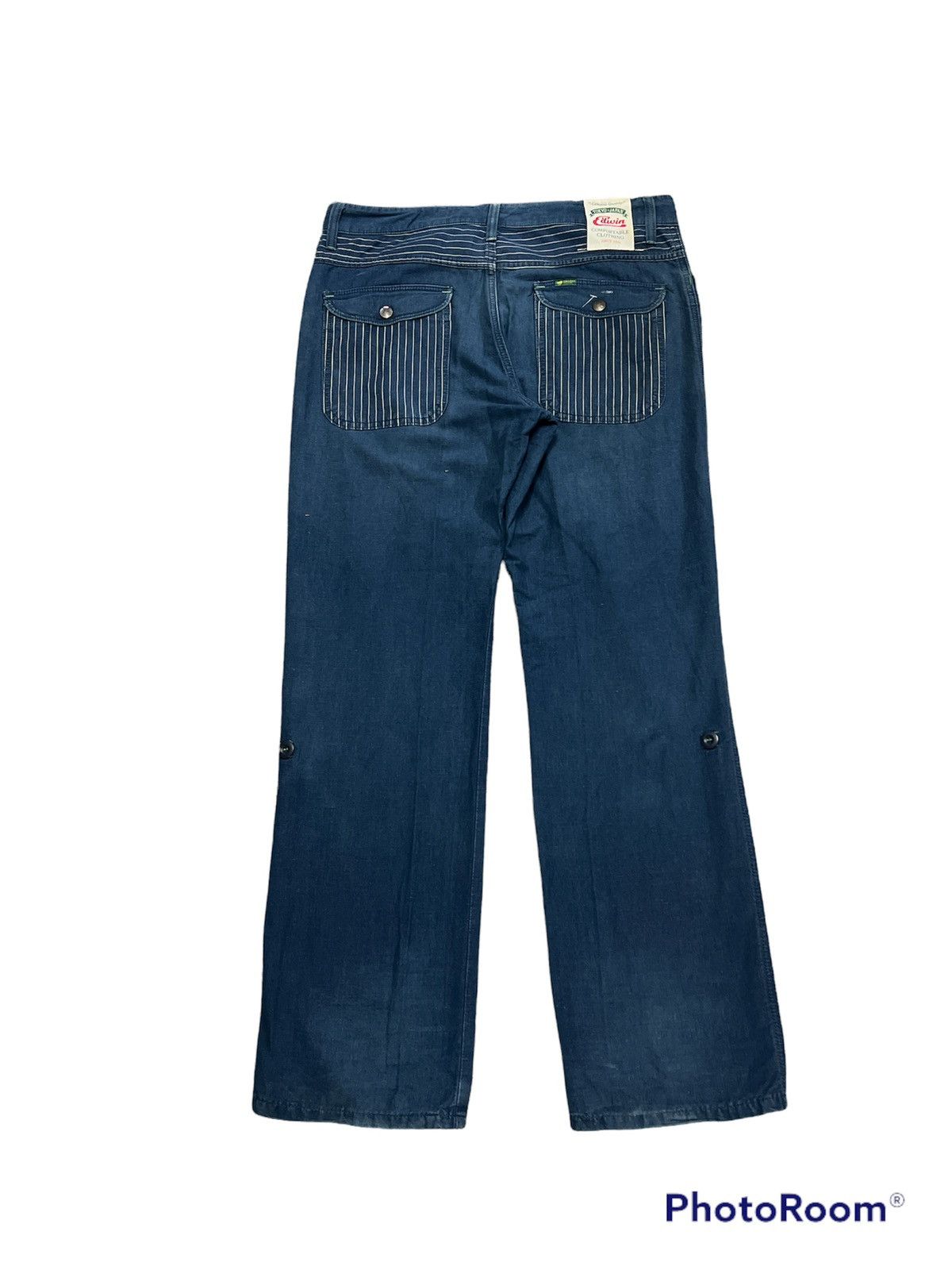 Indigo × Japanese Brand RARE🔥 BLUE INDIGO STRIPE TOKYO JAPAN EDWIN KAPITAL STYLE Size US 35 - 6 Thumbnail