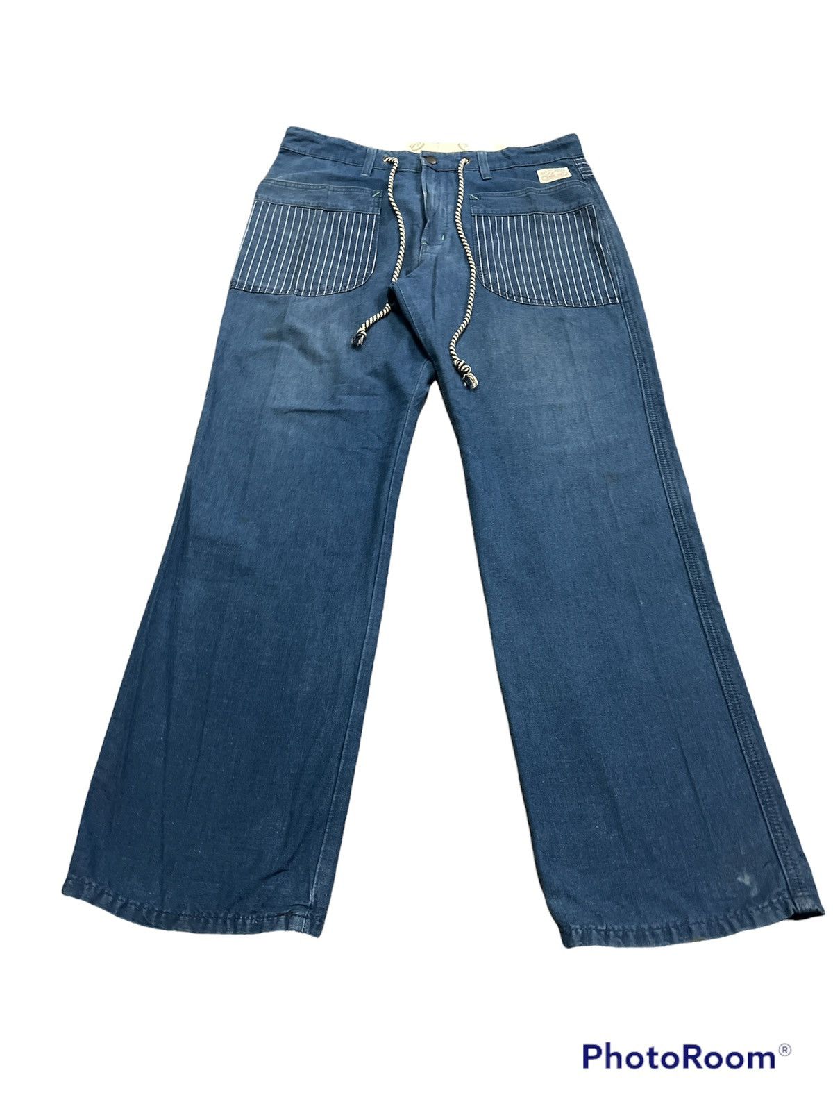 Indigo × Japanese Brand RARE🔥 BLUE INDIGO STRIPE TOKYO JAPAN EDWIN KAPITAL STYLE Size US 35 - 4 Thumbnail