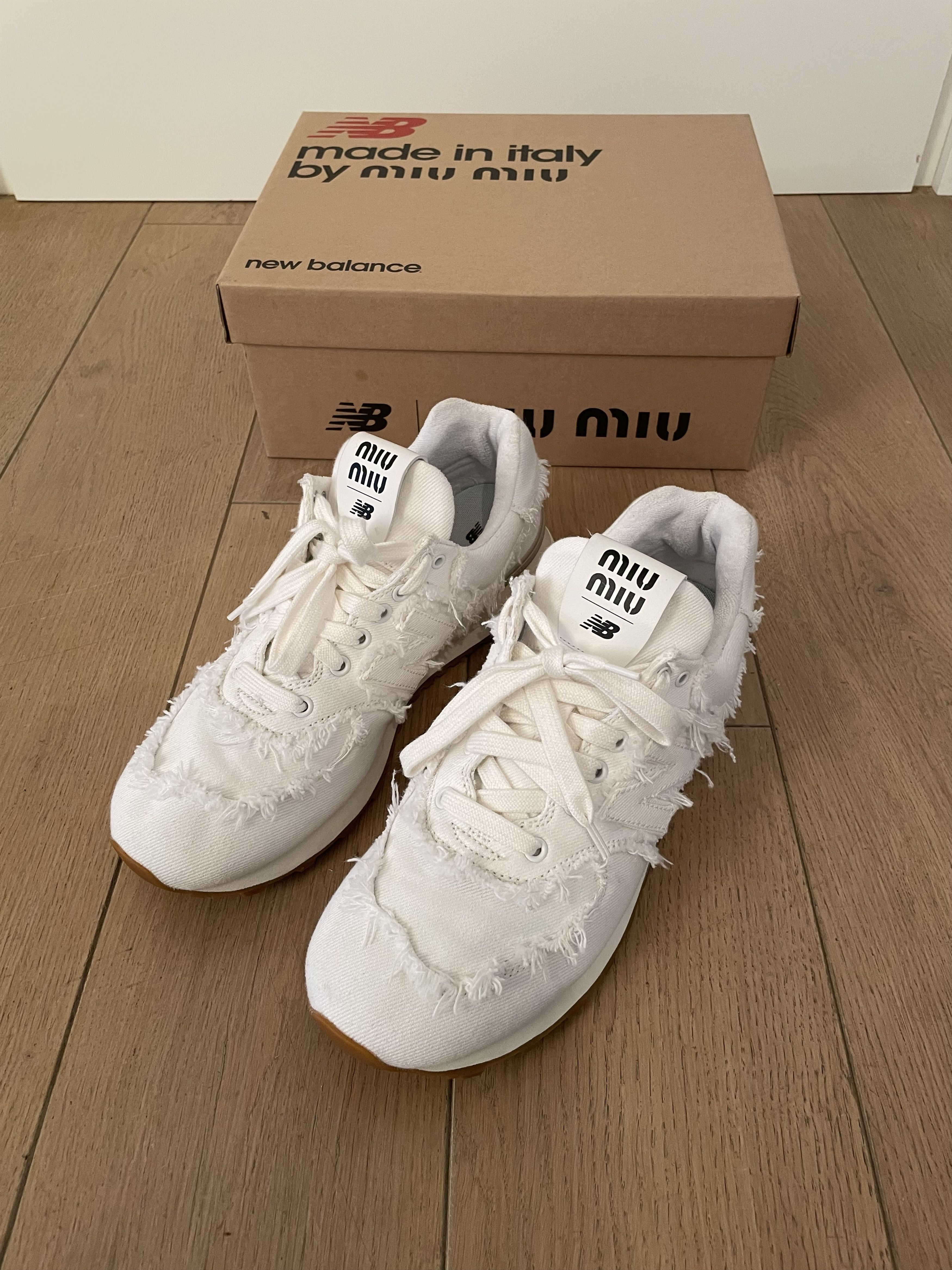 ☆関税込☆New Balance★(W) New Balance x Miu Miu 574 White★ Where to Buy Miu Miu x New Balance 574 Sneakers | Hypebae
