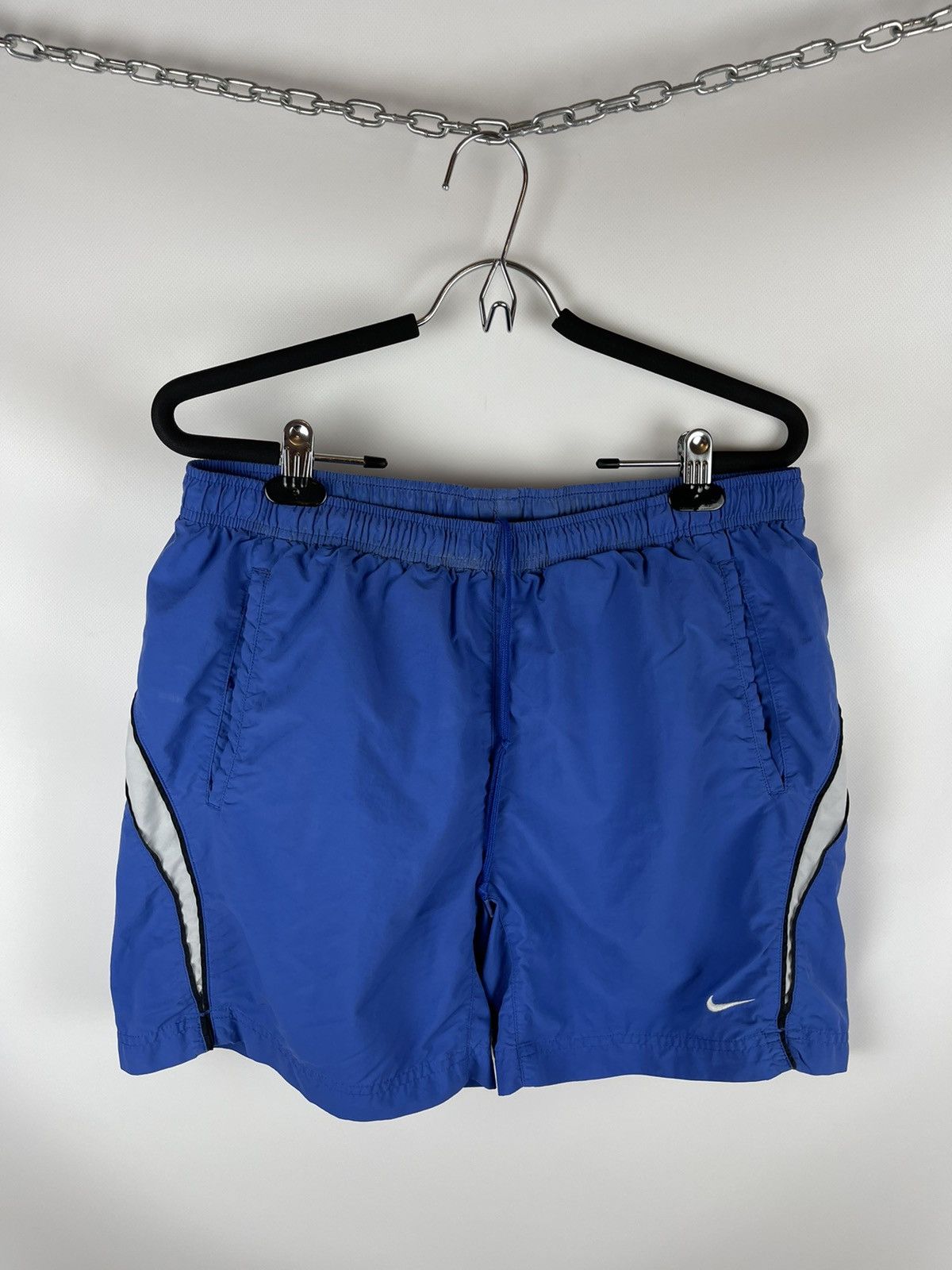 Nike Nike Vintage y2k blue striped shorts swoosh logo Size US 34 / EU 50 - 1 Thumbnail
