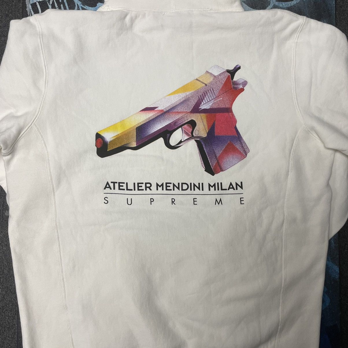 SS16 SUPREME MENDINI GUN HOODED SWEATSHIRT WHITE 送料無料 SS16 SUPREME MENDINI GUN HOODED SWEATSHIRT WHITE 送料無料