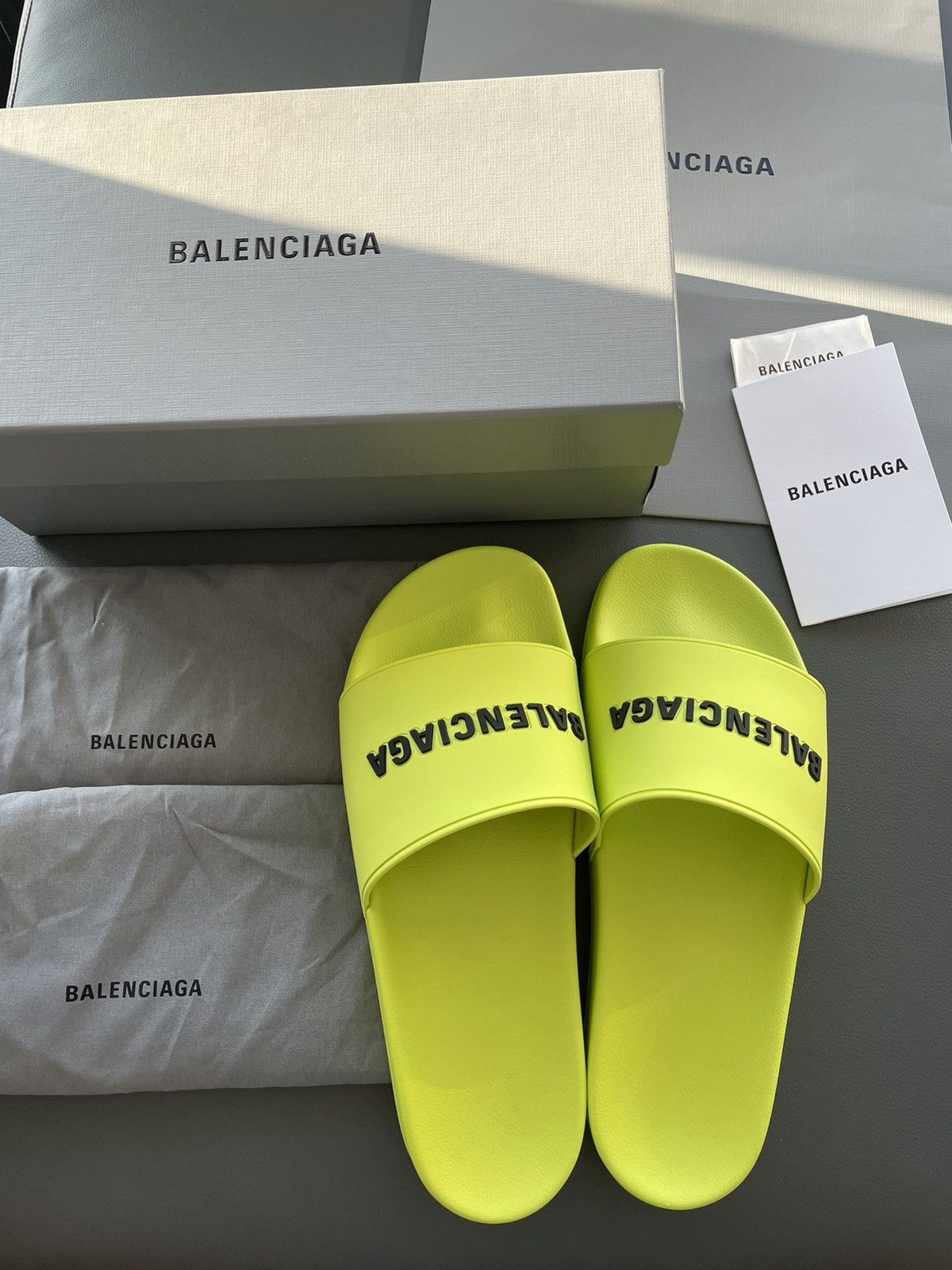 Balenciaga Rare New Limited Edition Balenciaga Logo Pool Slides Slipon Size US 10.5 / EU 43-44 - 2 Thumbnail