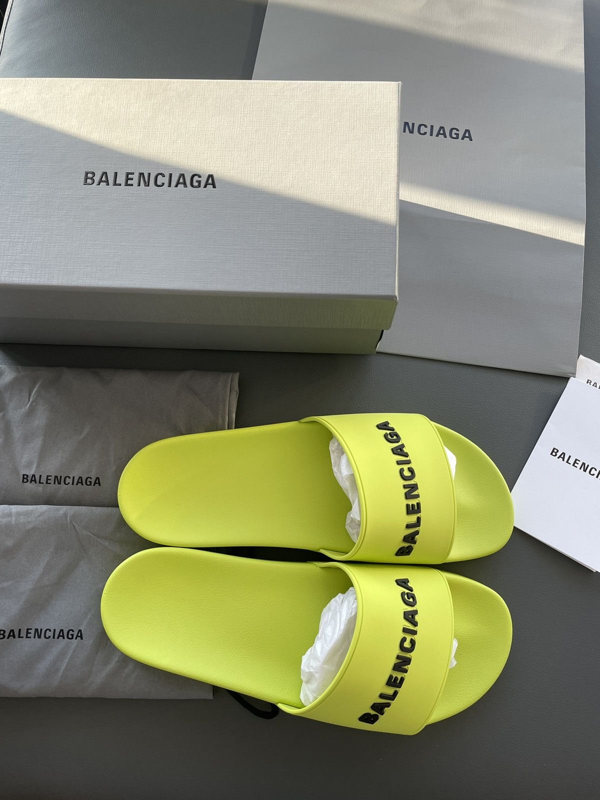 Balenciaga Rare New Limited Edition Balenciaga Logo Pool Slides Slipon Size US 10.5 / EU 43-44 - 11 Thumbnail