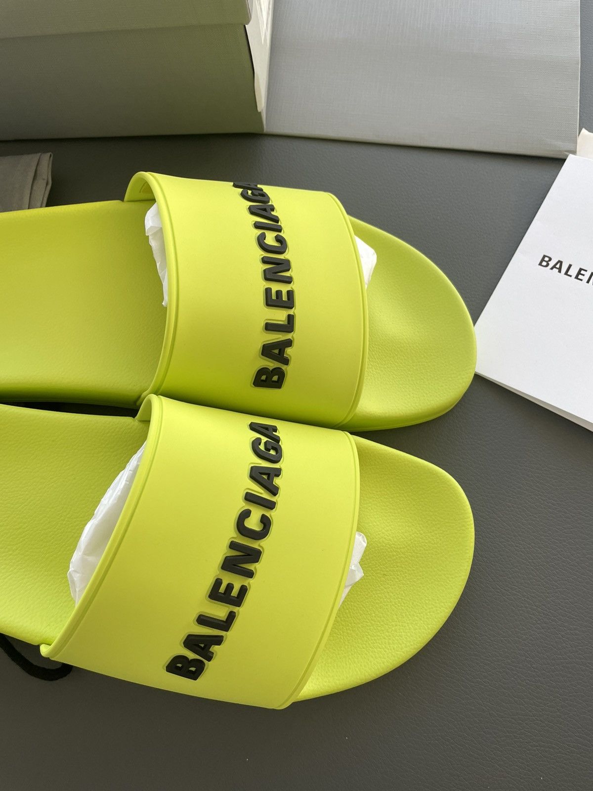 Balenciaga Rare New Limited Edition Balenciaga Logo Pool Slides Slipon Size US 10.5 / EU 43-44 - 12 Thumbnail