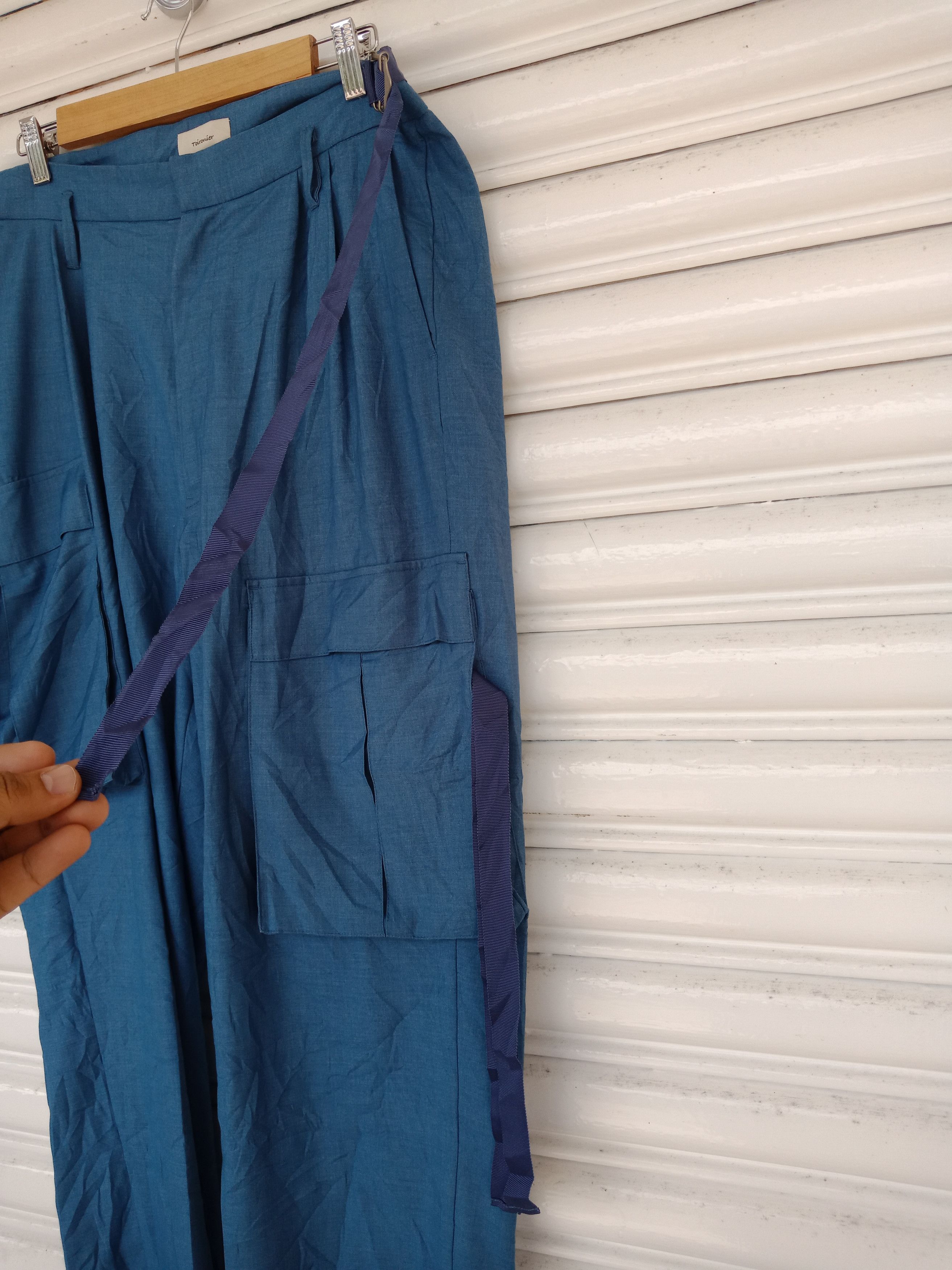 In The Attic Toironier Blue Bondage Cargo Pants Size US 33 - 5 Thumbnail