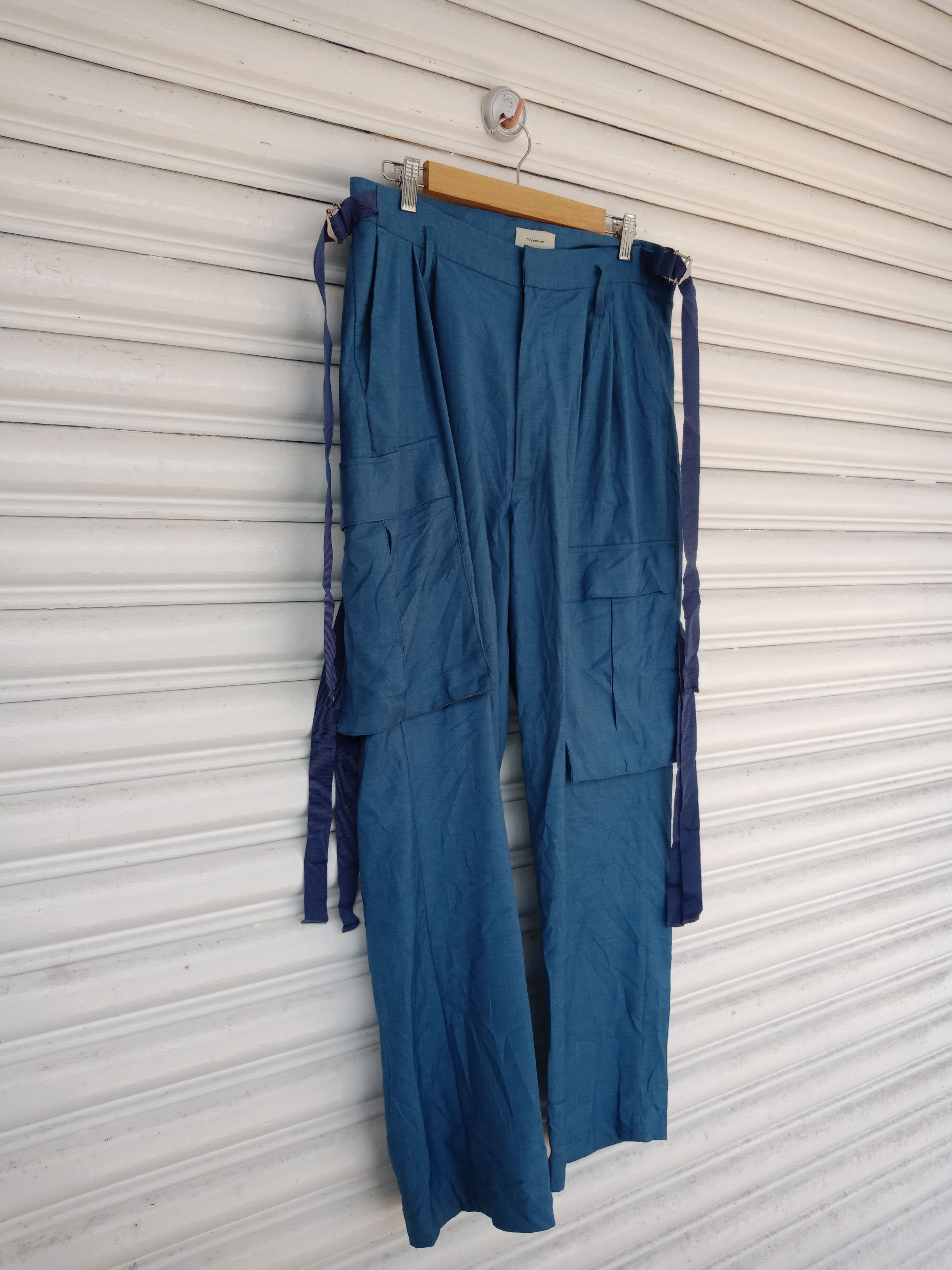 In The Attic Toironier Blue Bondage Cargo Pants Size US 33 - 4 Thumbnail