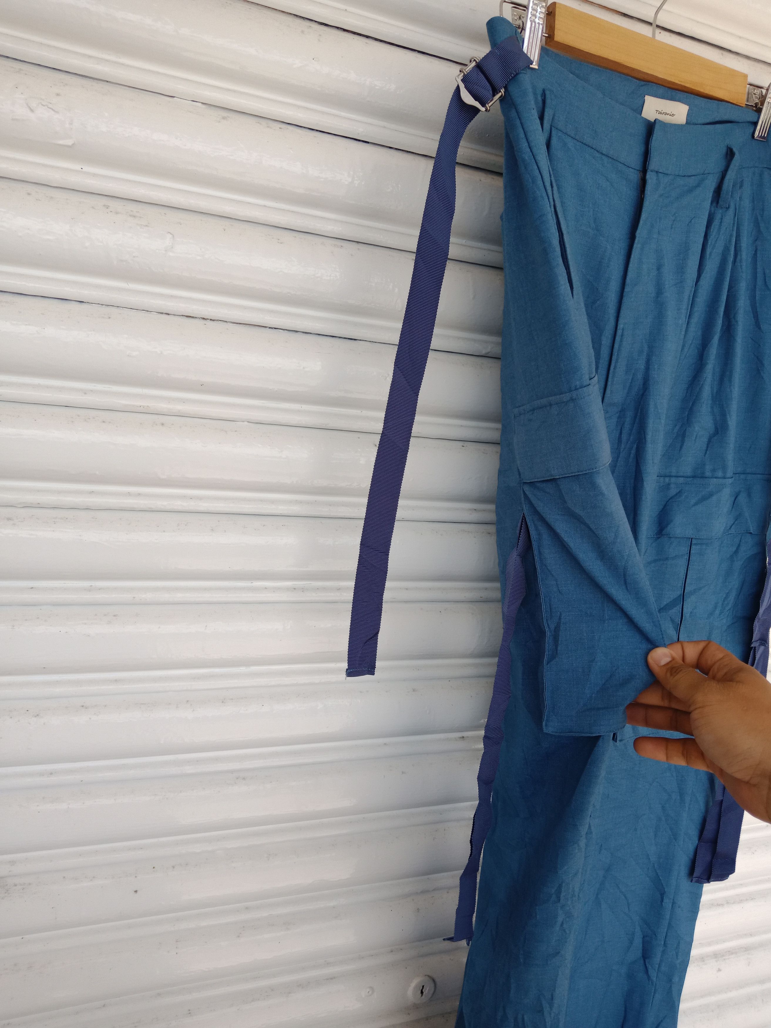 In The Attic Toironier Blue Bondage Cargo Pants Size US 33 - 6 Thumbnail
