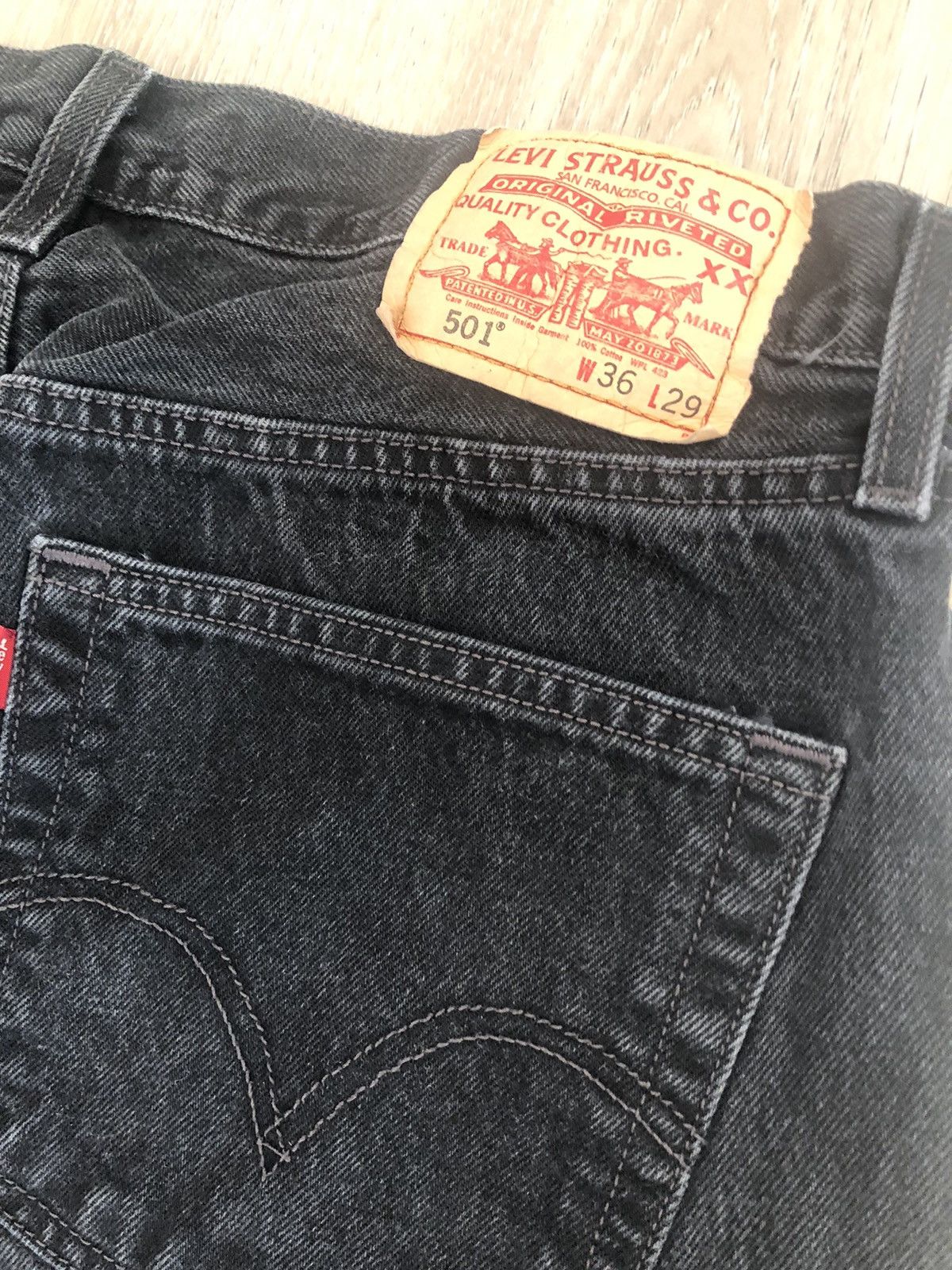 Levi's Levis 501 Vintage Denim Black Faded Jeans Size US 36 / EU 52 - 2 Thumbnail