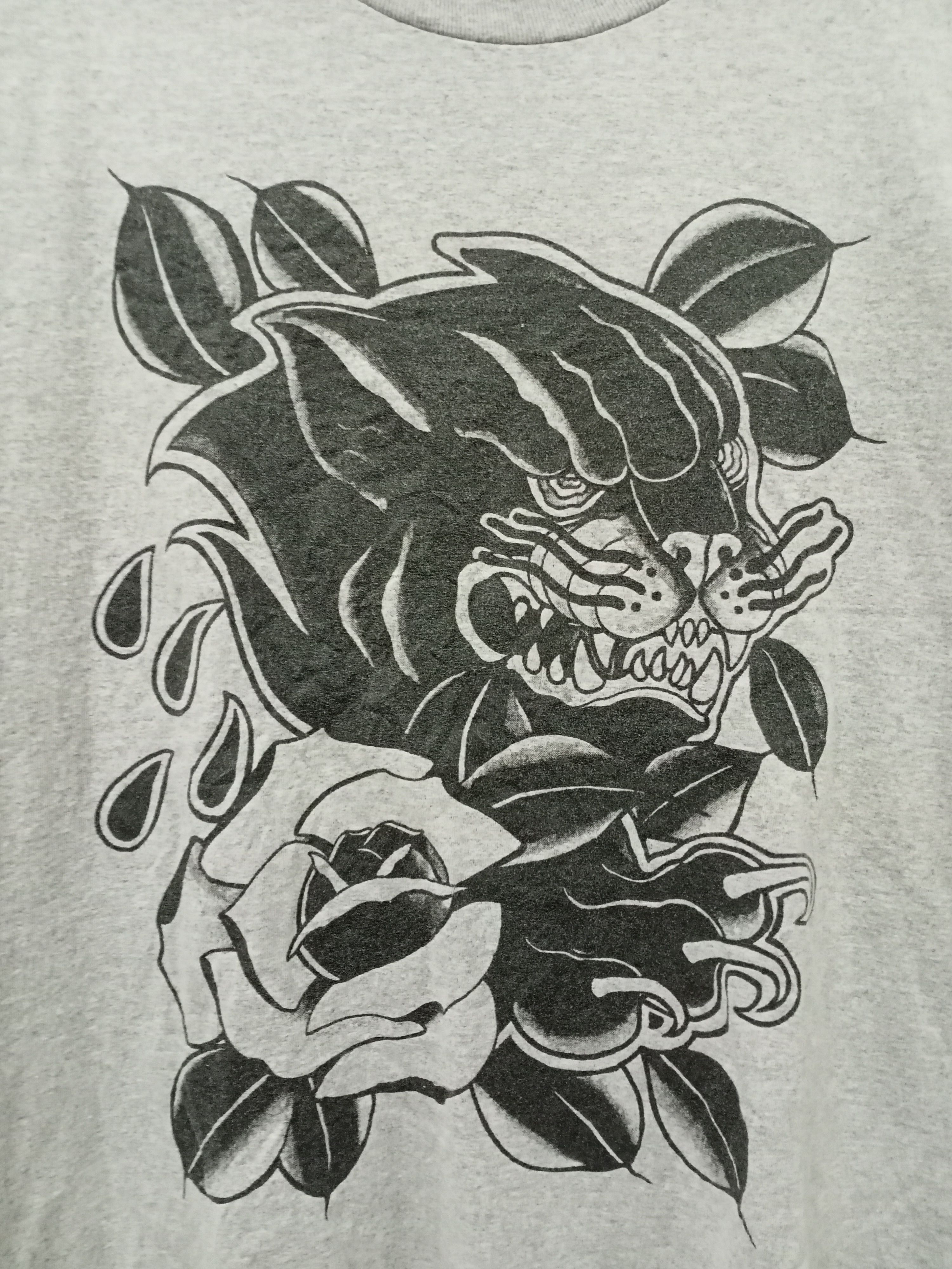 Vintage Vintage Art Black Panther Roses Tattoo T-shirt Size US XL / EU 56 / 4 - 2 Thumbnail