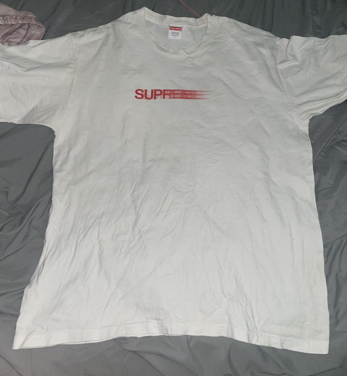 Supreme Motion Logo White SZ L SS20 | Grailed