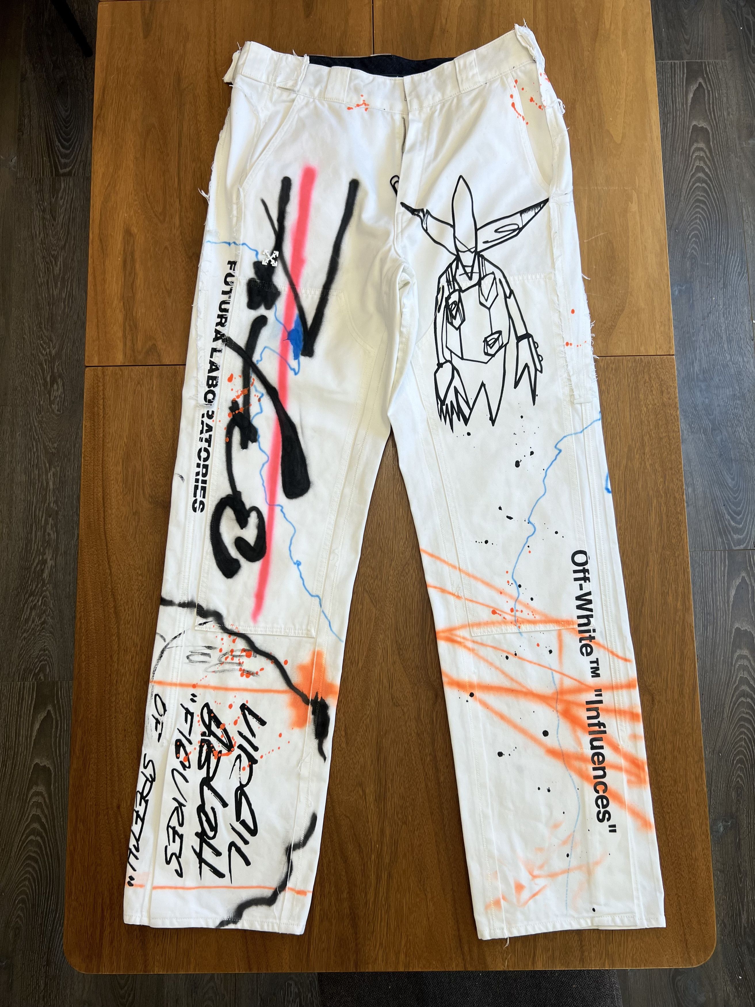 OFF-WHITE X FUTURA SPRAY CARPENTER PANTS