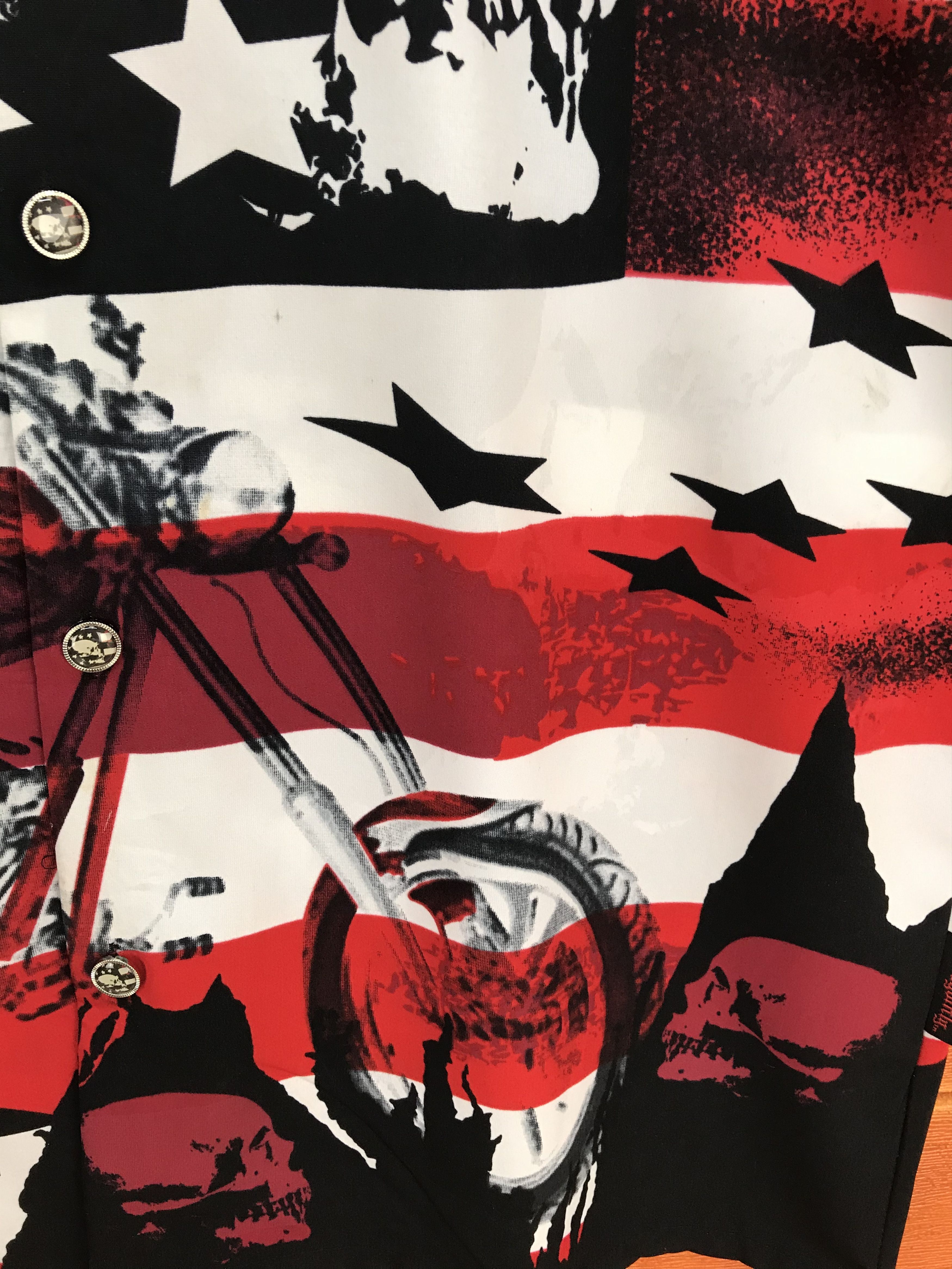 Dragonfly Vintage 90s DRAGON FLY America Flag Skull Motorcycle Shirt Size US M / EU 48-50 / 2 - 3 Thumbnail