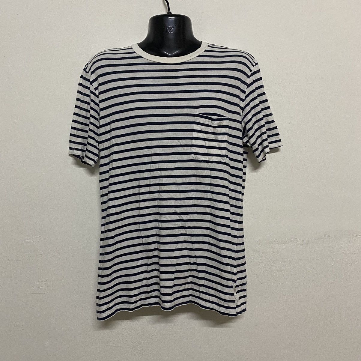 Japan Brand Visvim Single Pocket Stripe Tshirt Grunge Style