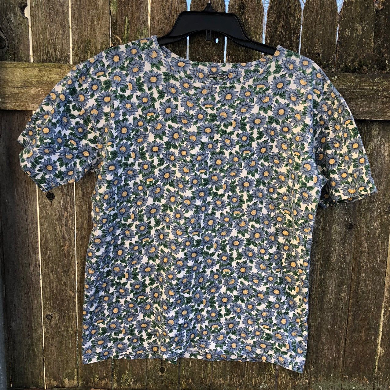 Vintage 80s Vintage Sun Flower T-Shirt cottagecore floral cute AOP Size L / US 10 / IT 46 - 2 Thumbnail