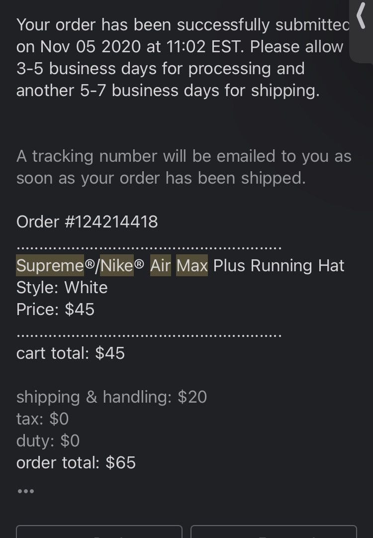 supreme nike air max plus running hat black