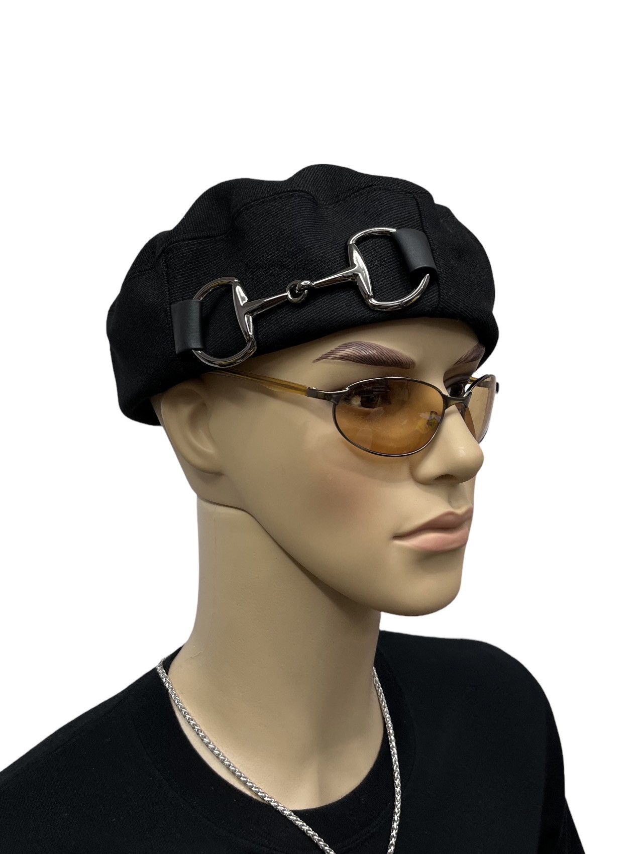 image of Ca4La Made In Japan Designer Artist Buckle Beret Hat in Black, Men's