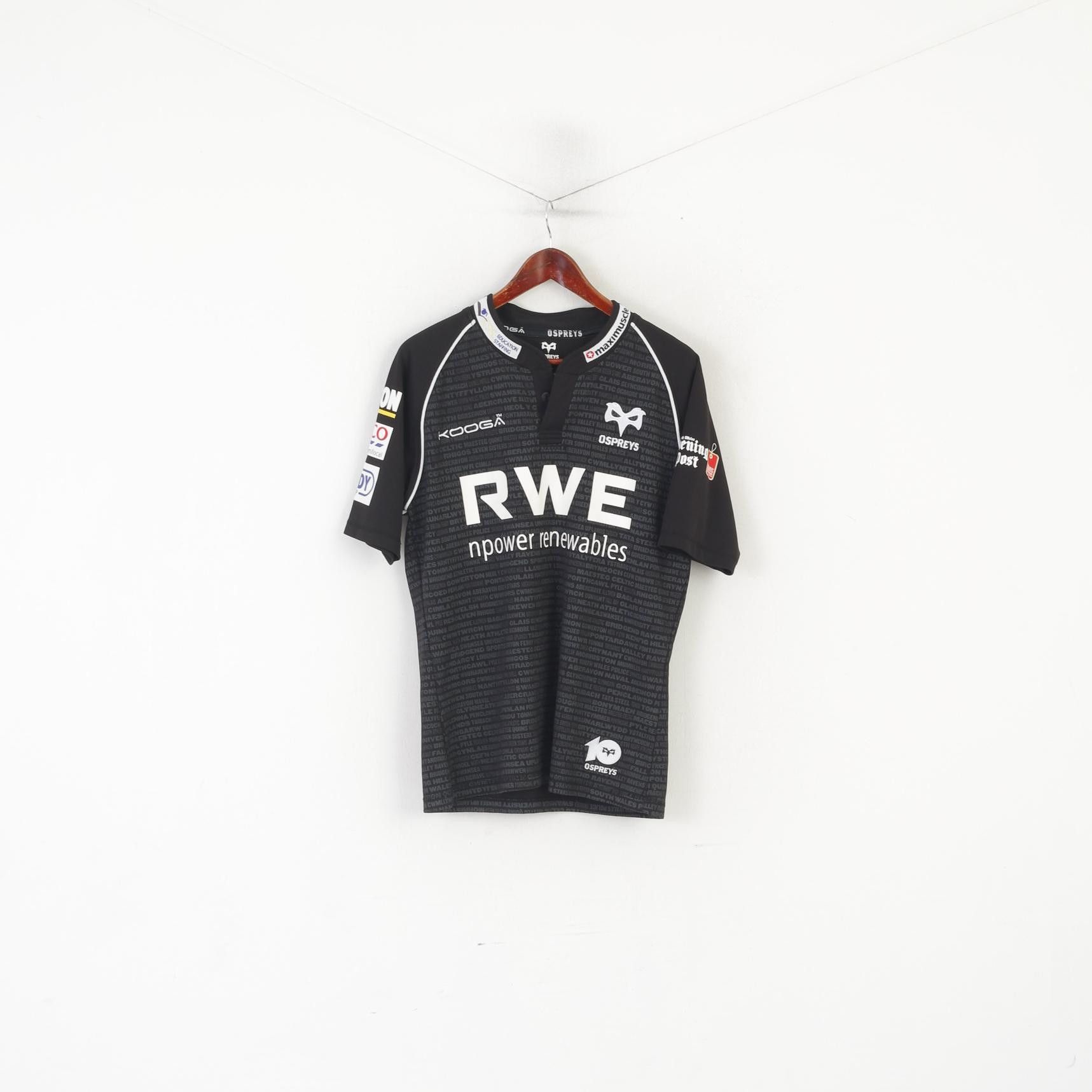 Vintage Kooga Ospreys Men SML Shirt Black Rugby Union 7555 Size US M / EU 48-50 / 2 - 1 Thumbnail