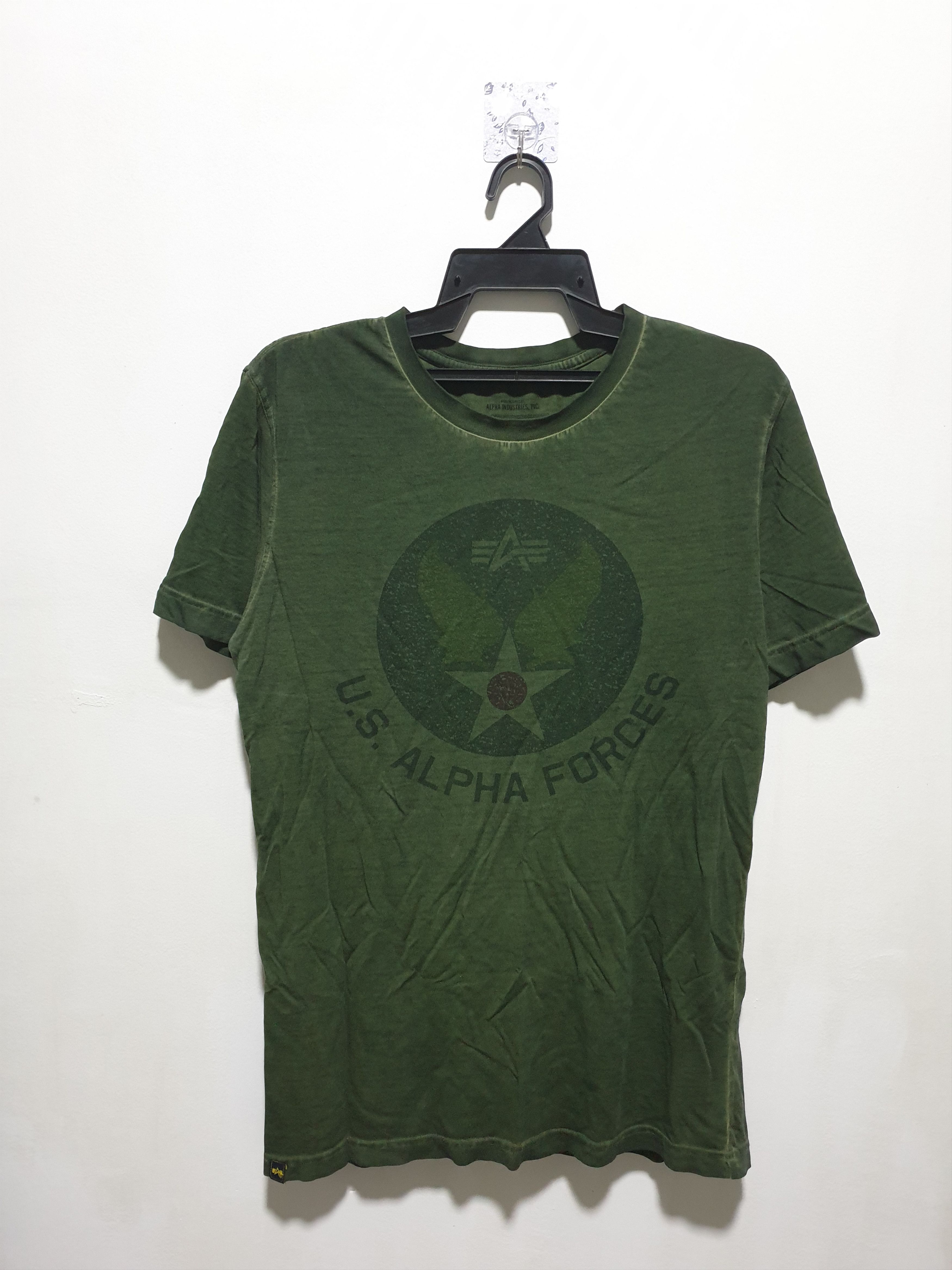 💥Alpha industries Green Military Short Sleeve Shirt