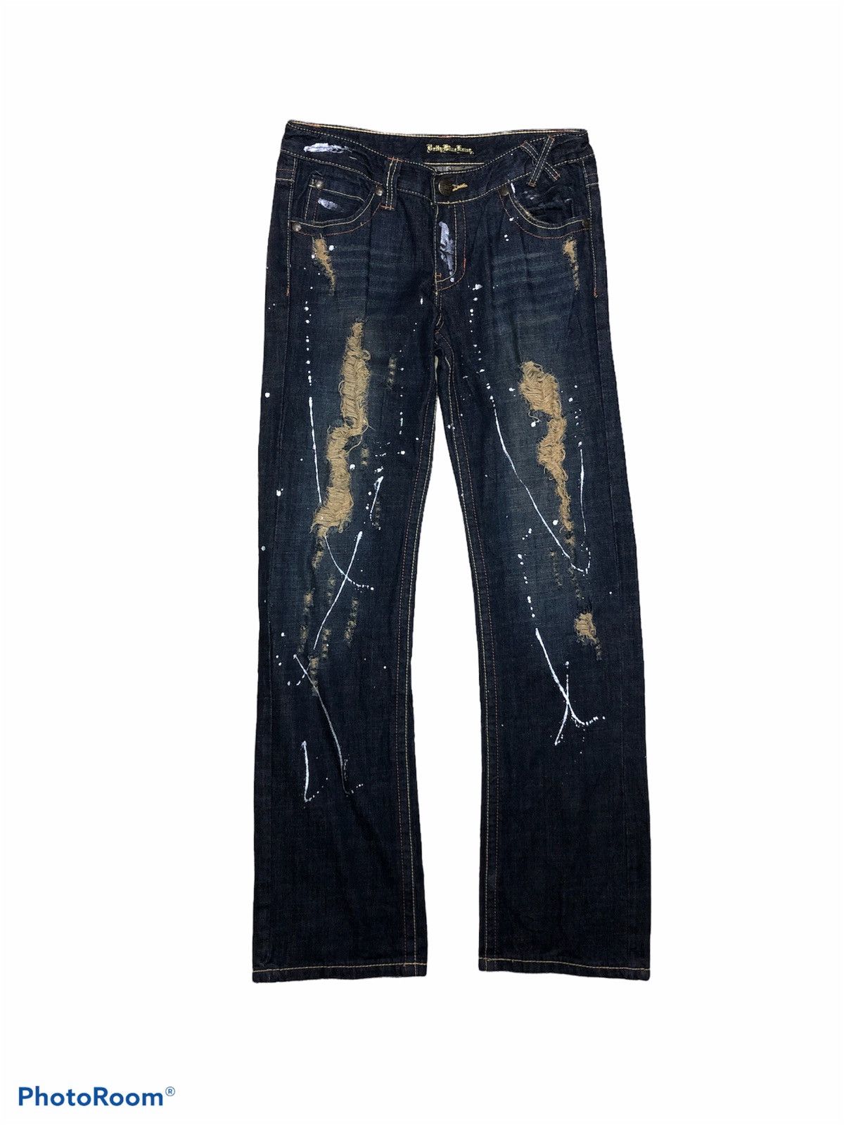 Japanese Brand BETTY BLUE DISTRESSED SPLATTER DENIM Size US 32 / EU 48 - 1 Thumbnail