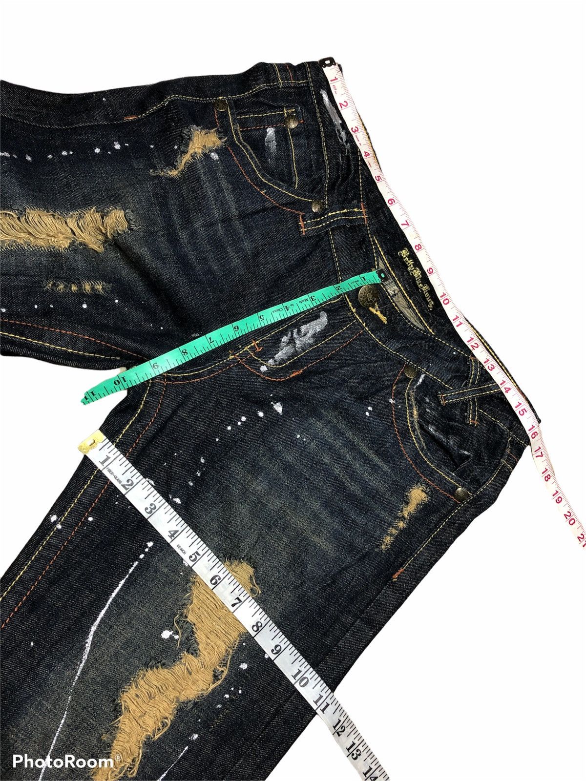 Japanese Brand BETTY BLUE DISTRESSED SPLATTER DENIM Size US 32 / EU 48 - 5 Thumbnail