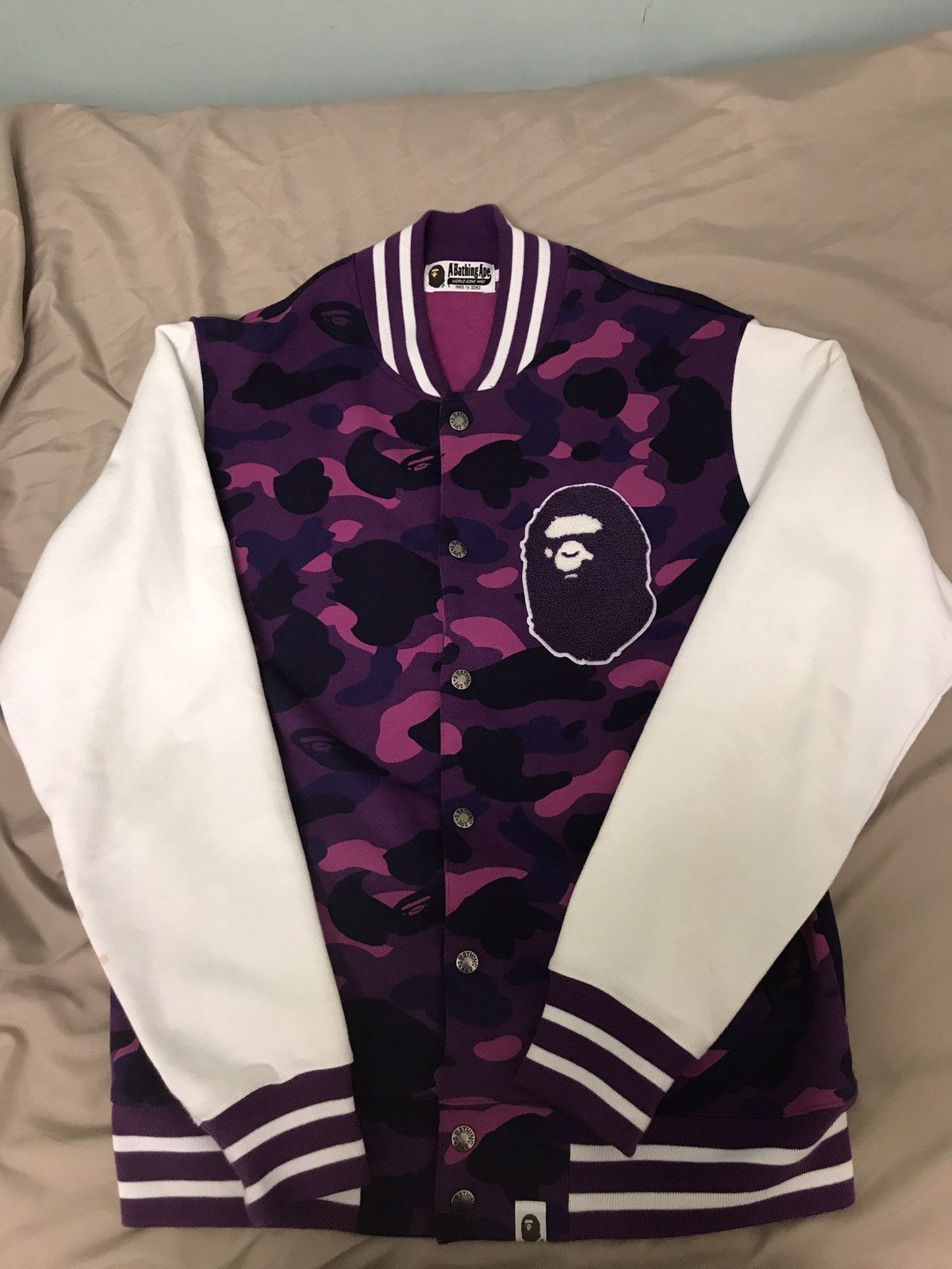 BAPE Shark Sweat Varsity Jacket Jacket Purple Men's - US